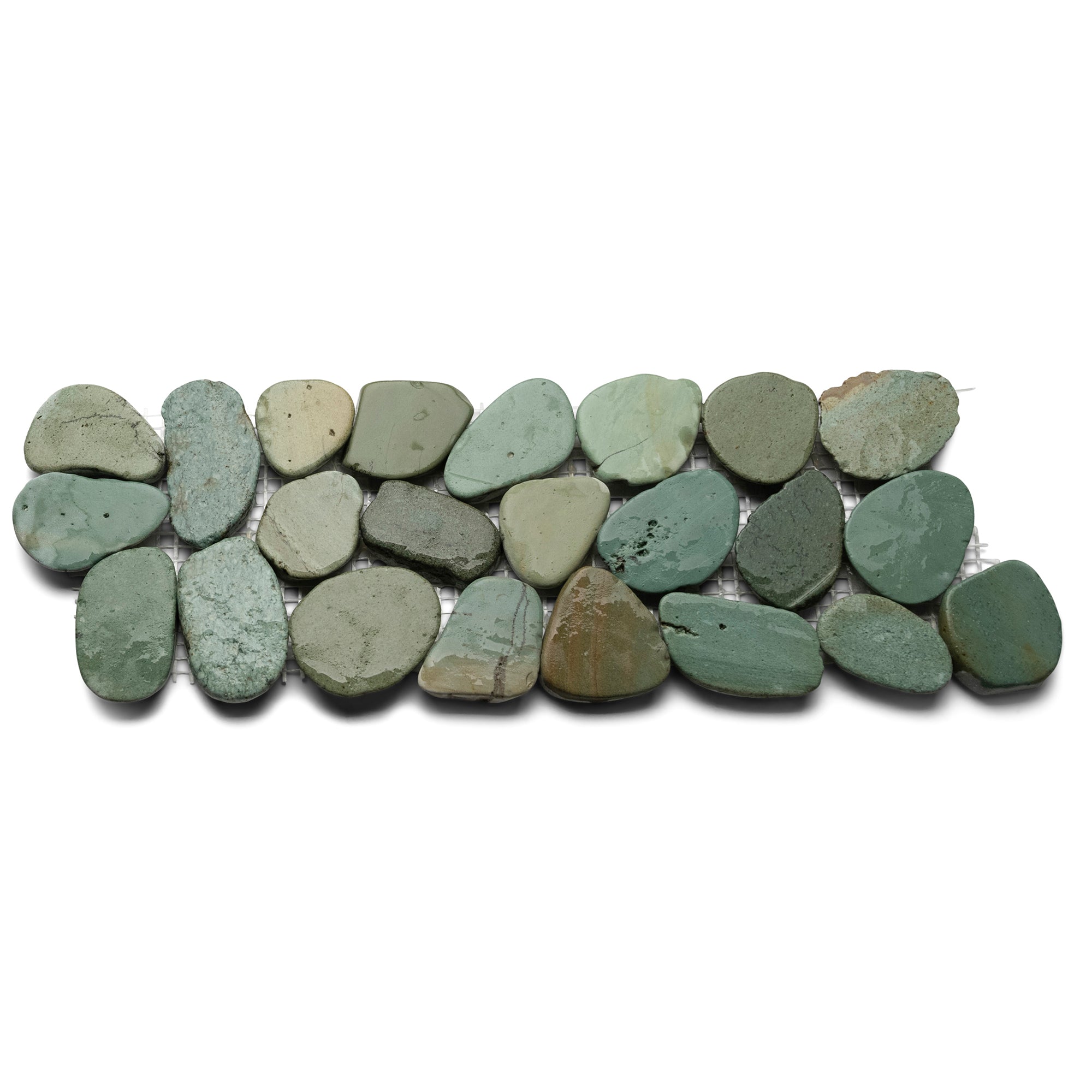Sliced Sea Green Pebble Tile Border - Pebble Tile Shop