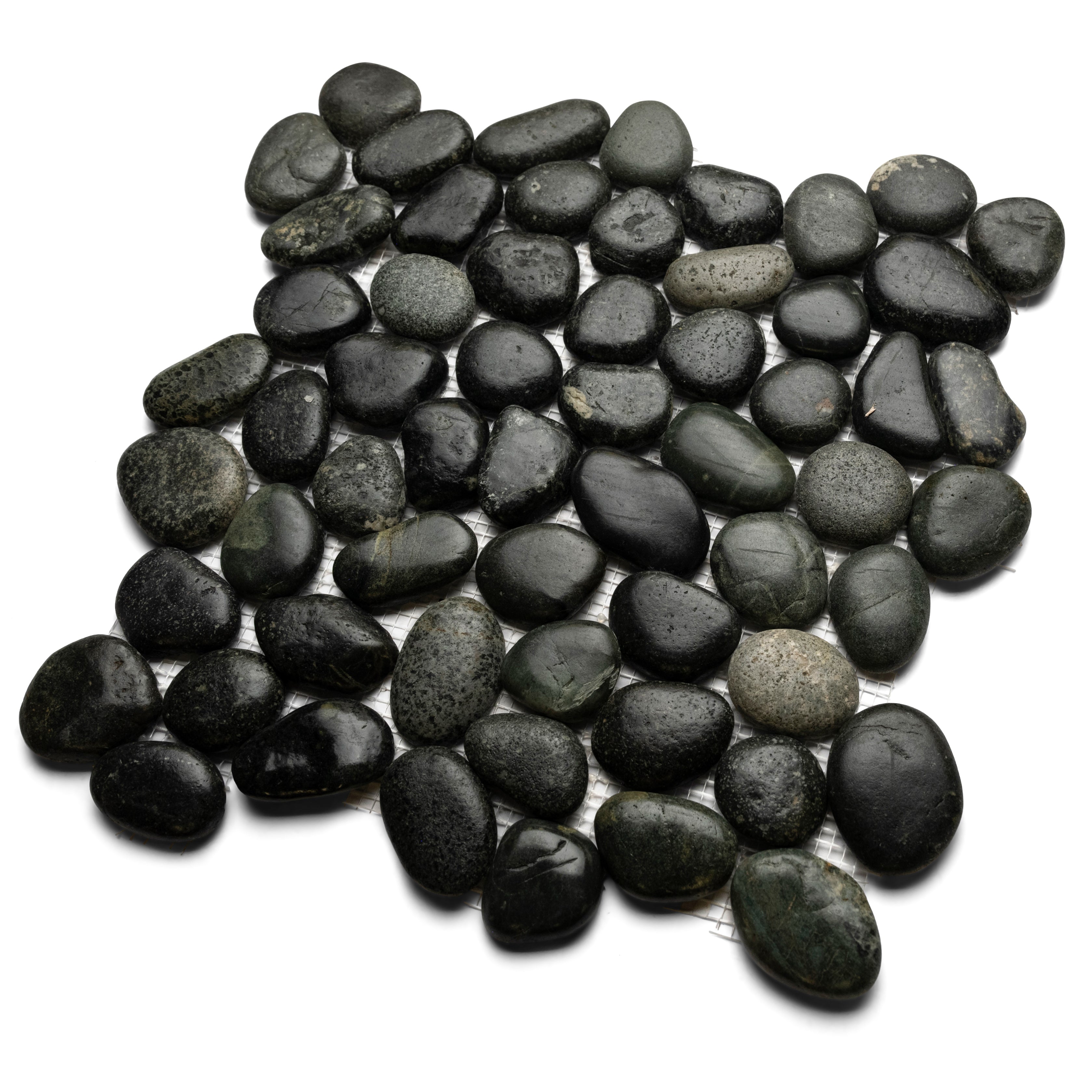 Glazed Charcoal Black Pebble Tile - Pebble Tile Shop