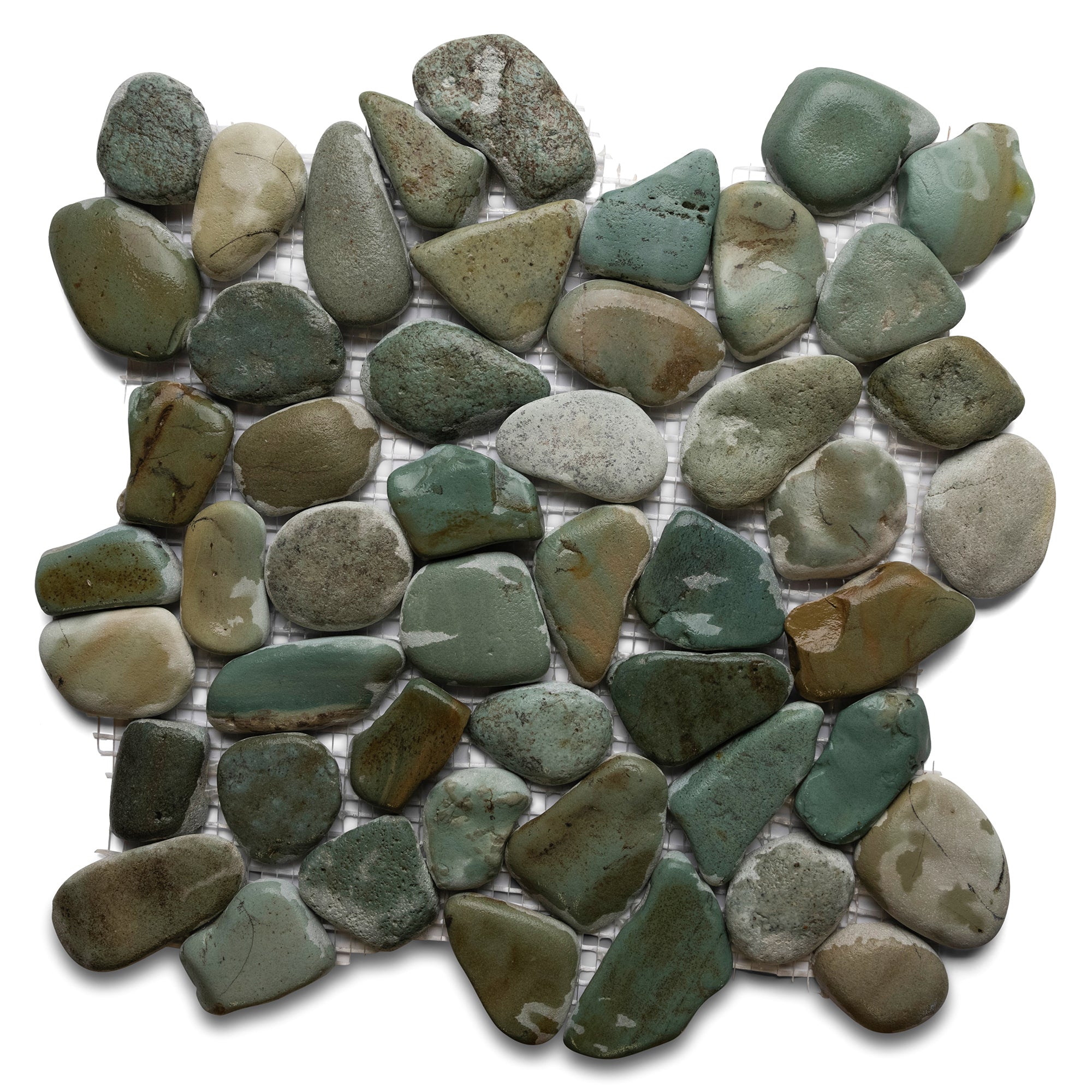 Sea Green Pebble Tile – Natural Stone for Bathrooms, Kitchens, and Outdoor Spaces - Pebble Tile Shop