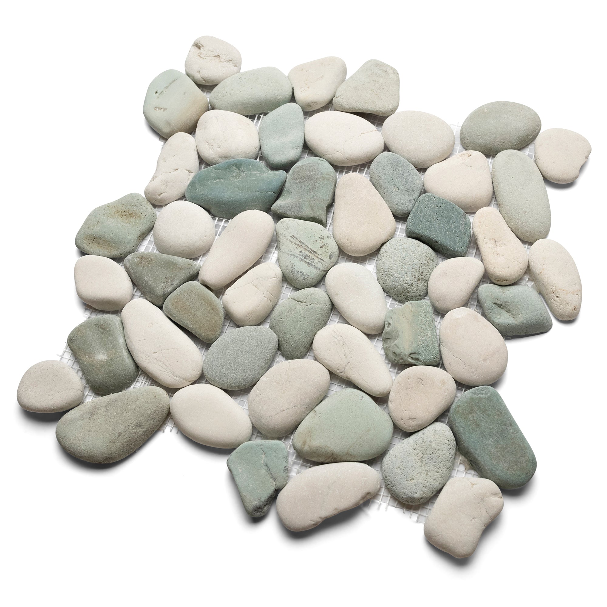 Sea Green and White Pebble Tile - Pebble Tile Shop
