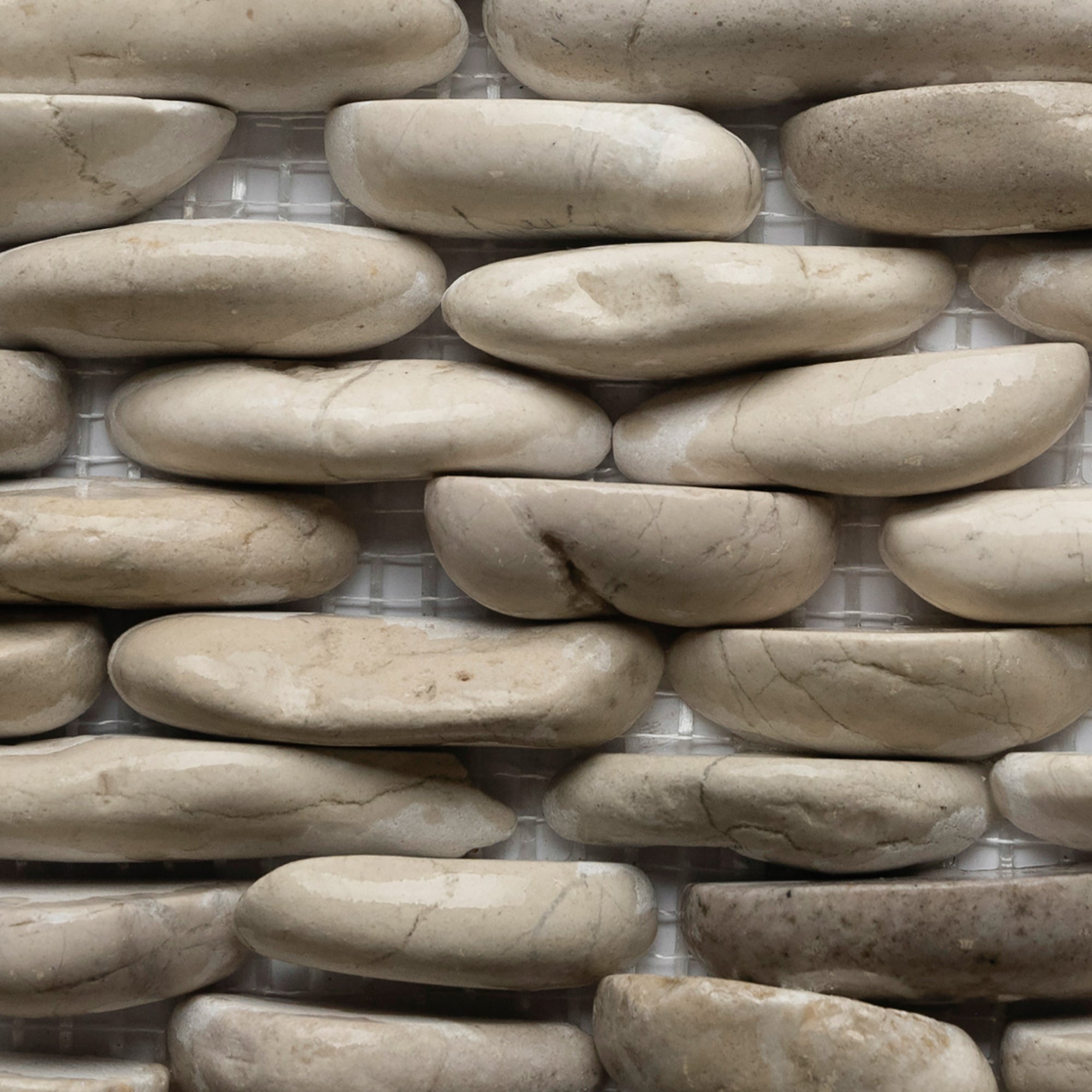 White Standing Pebble Tile - 6" x 12" Natural Stone for Shower Walls Backsplashes Accent Walls - Pebble Tile Shop