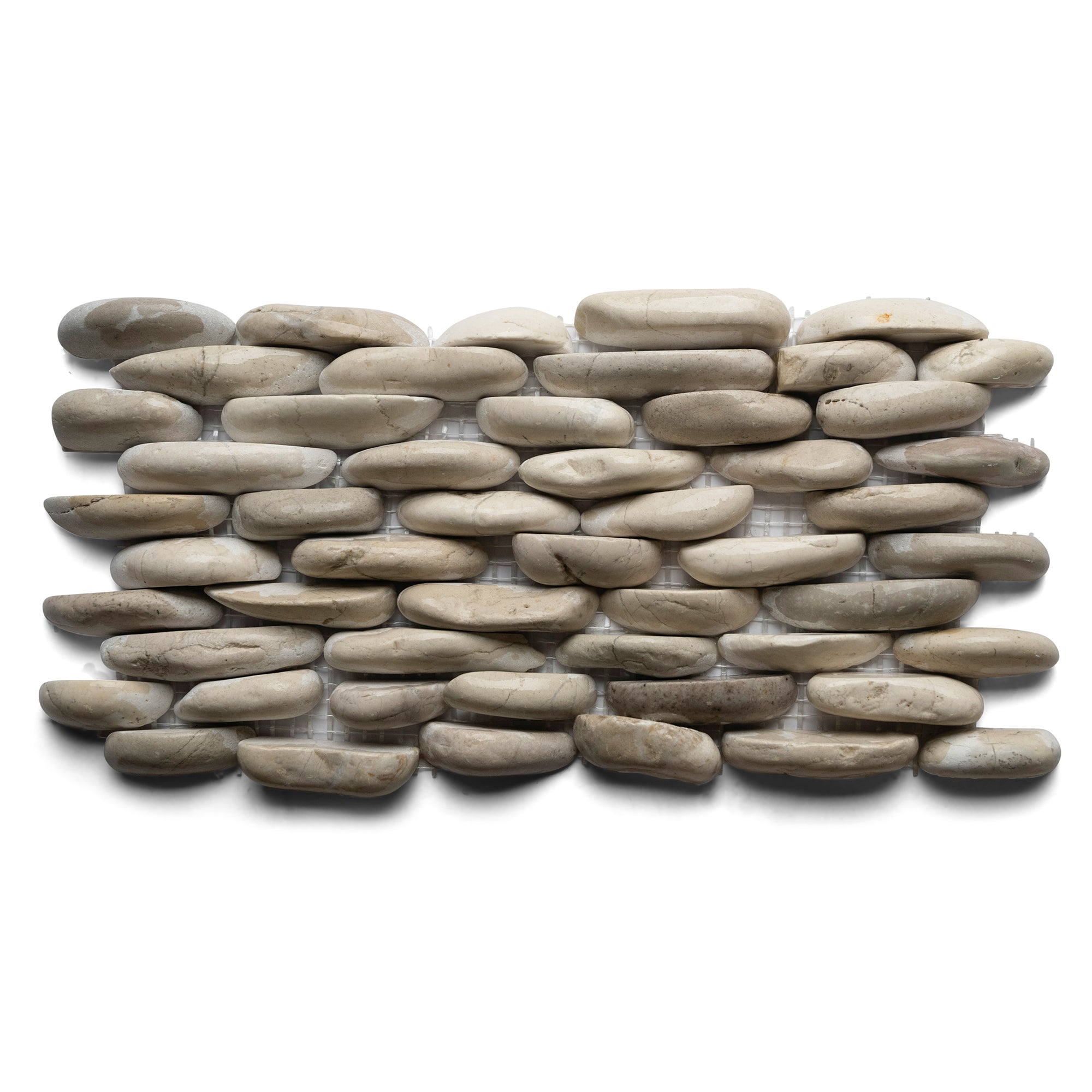 White Standing Pebble Tile - 6" x 12" Natural Stone for Shower Walls Backsplashes Accent Walls - Pebble Tile Shop