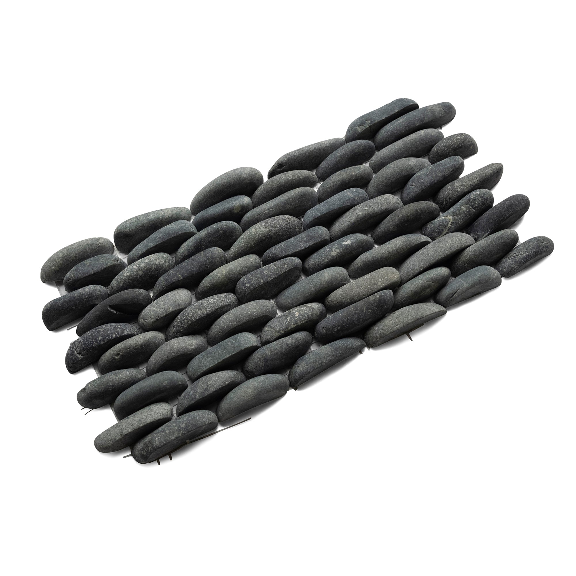 Charcoal Black Standing Pebble Tile 6" x 12" Premium Natural Stone for Bathroom Kitchen Backsplash Wall Decor and Landscaping - Pebble Tile Shop