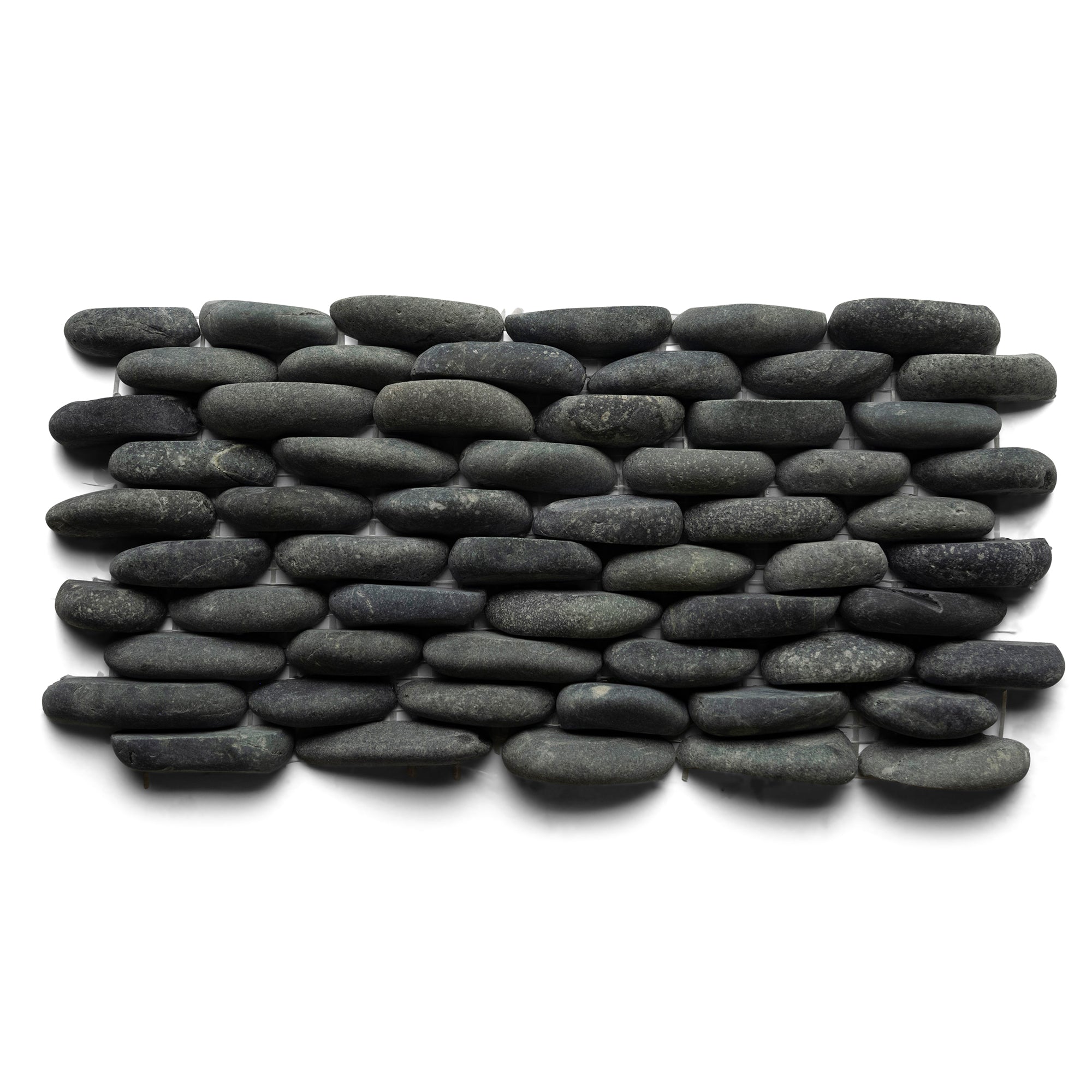 Charcoal Black Standing Pebble Tile 6" x 12" Premium Natural Stone for Bathroom Kitchen Backsplash Wall Decor and Landscaping - Pebble Tile Shop
