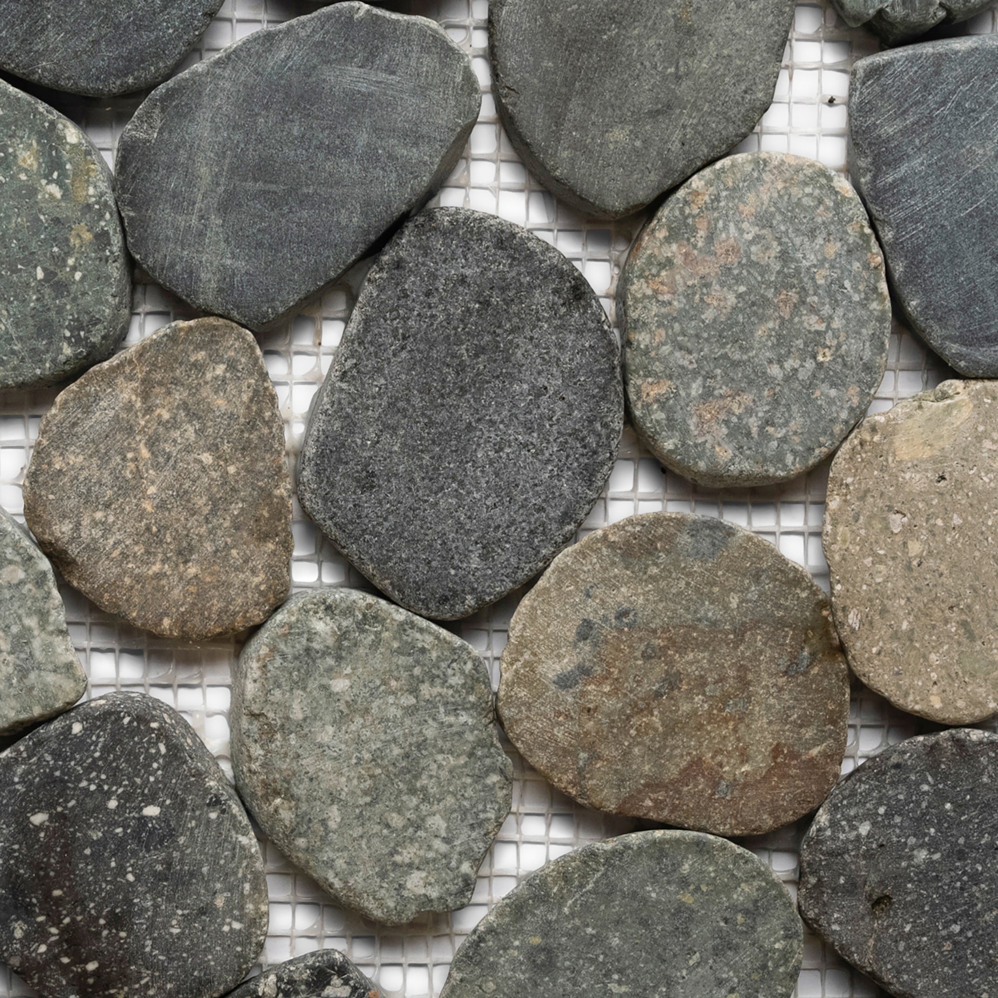 Sliced Bali Ocean Pebble Tile - 12" x 12" Natural Stone for Bathroom, Kitchen Backsplashes, Floor Showers & Patios - Pebble Tile Shop