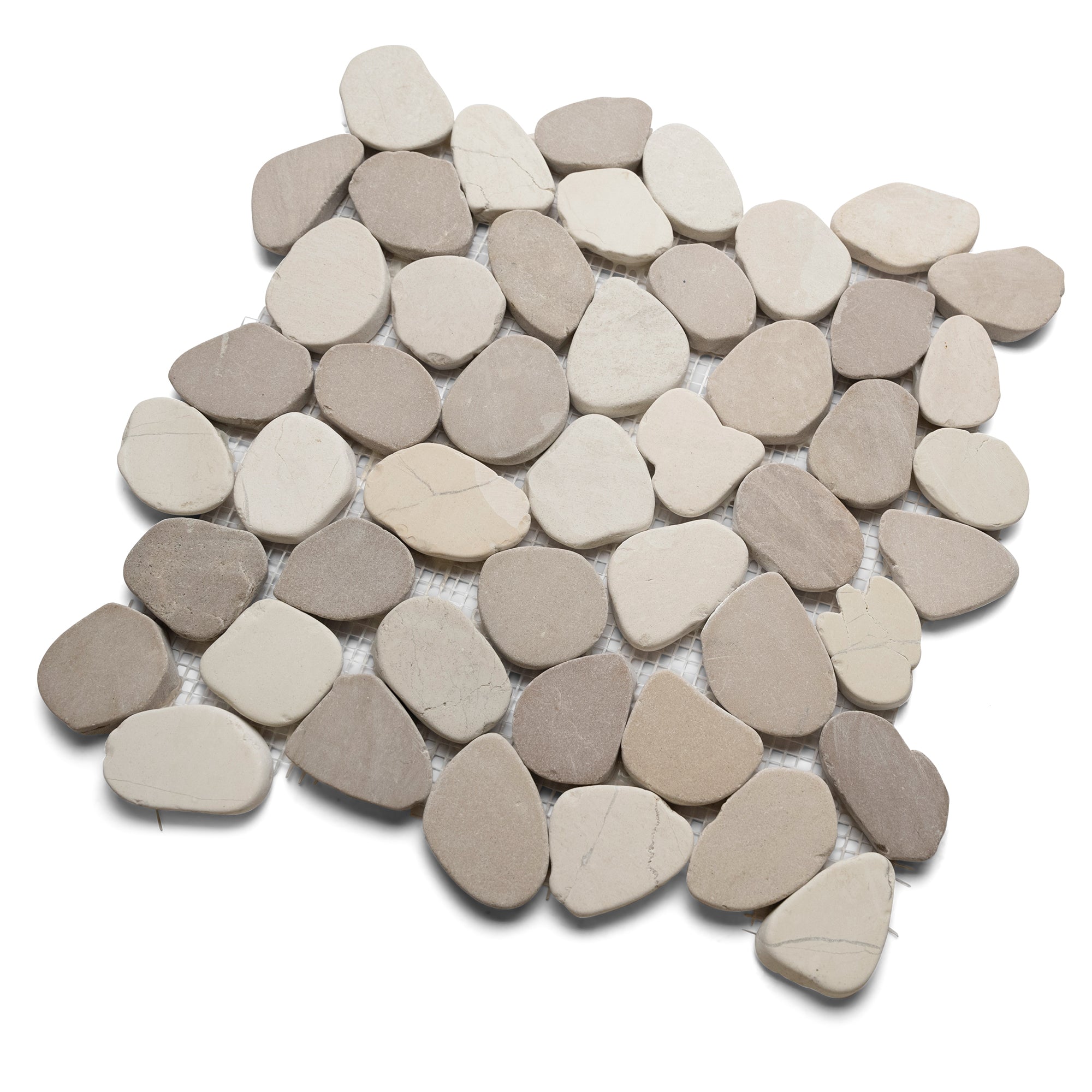 Sliced Java Tan and White Pebble Tile - Pebble Tile Shop