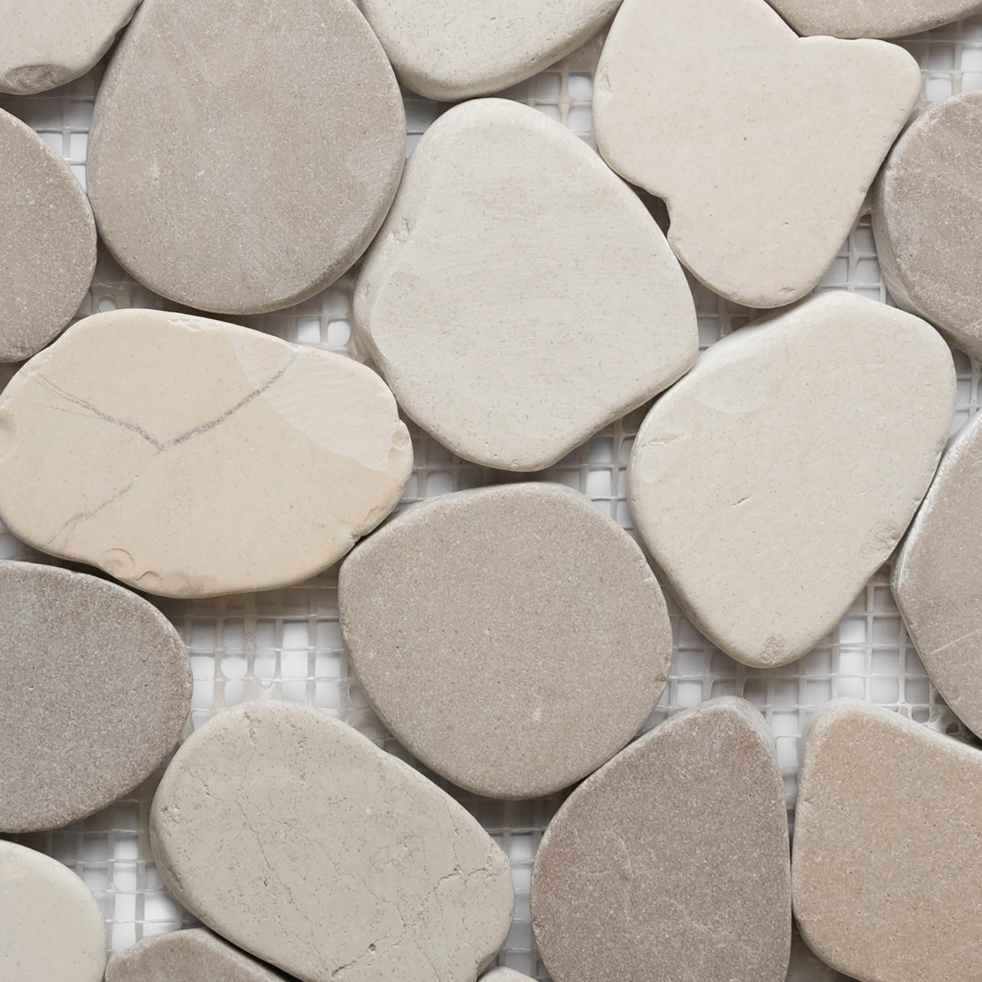 Sliced Java Tan and White Pebble Tile - Pebble Tile Shop