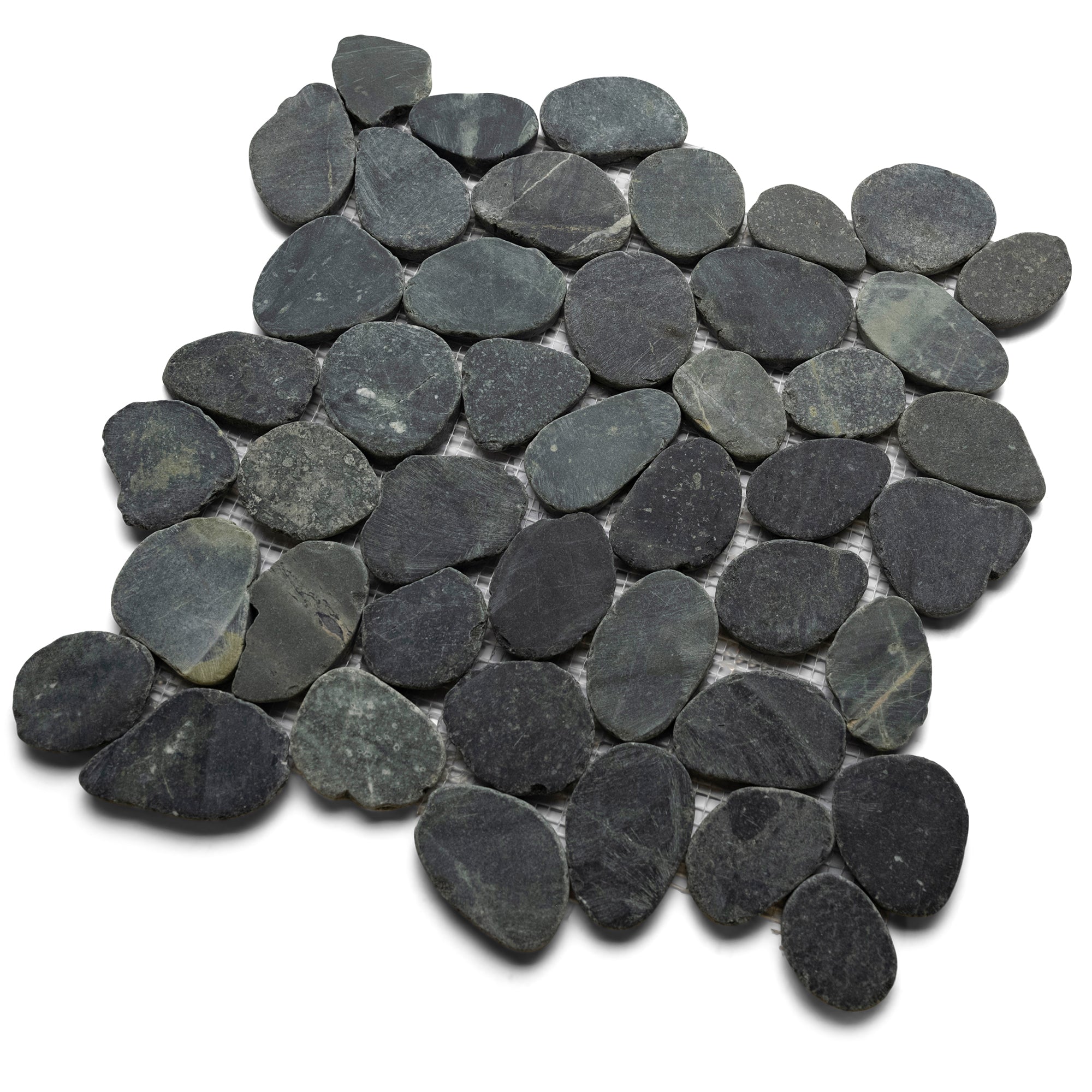 Sliced Charcoal Black Pebble Tile - Pebble Tile Shop