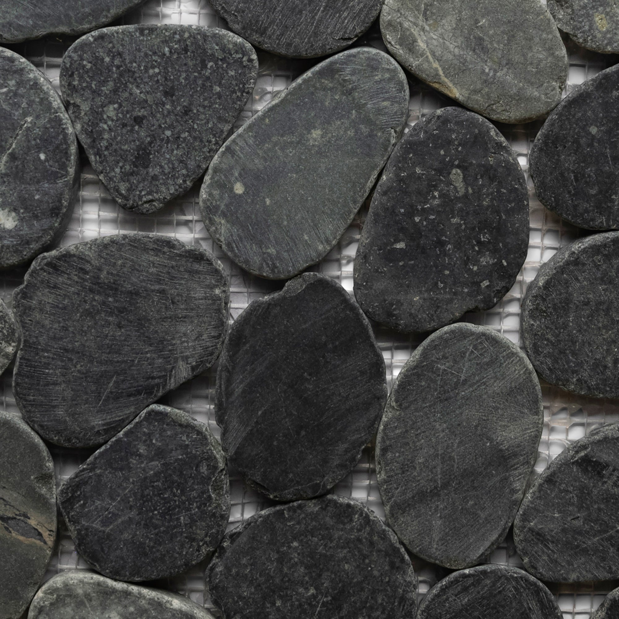 Sliced Charcoal Black Pebble Tile - Pebble Tile Shop