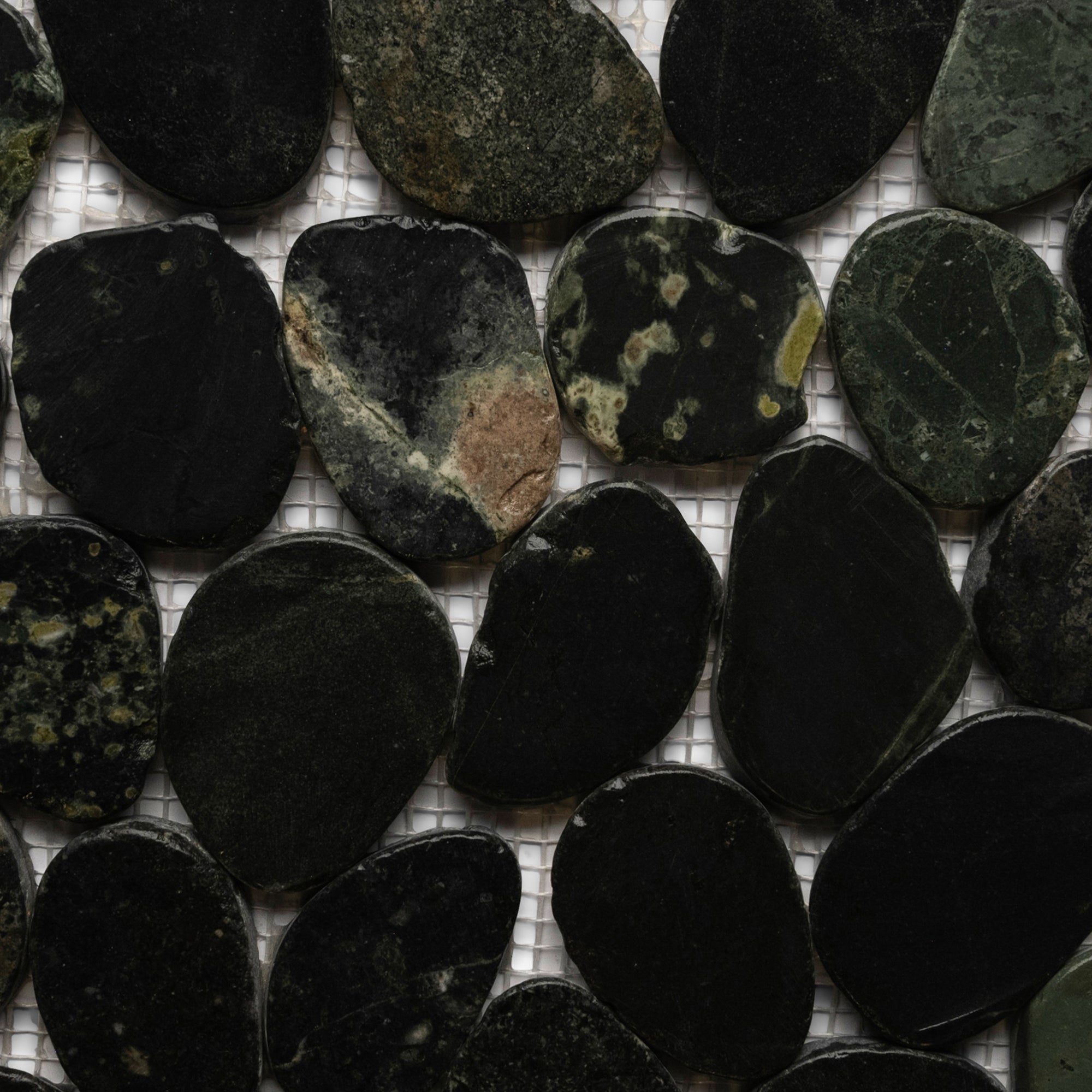 Sliced Charcoal Black Pebble Tile - Pebble Tile Shop