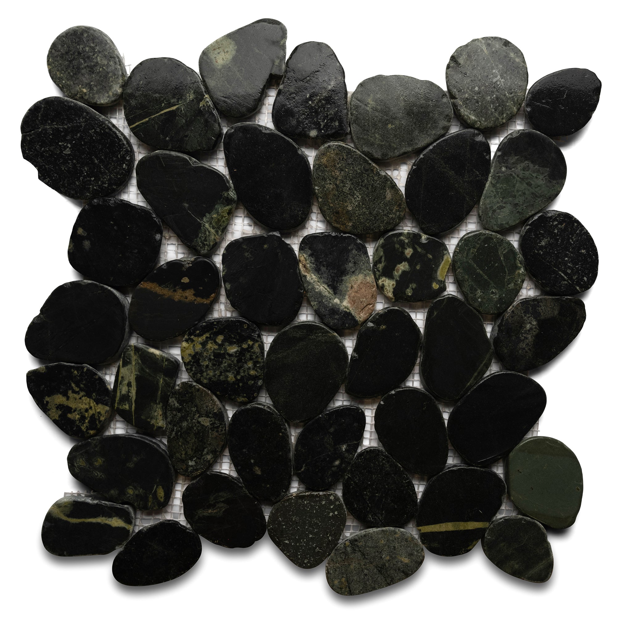 Sliced Charcoal Black Pebble Tile - Pebble Tile Shop