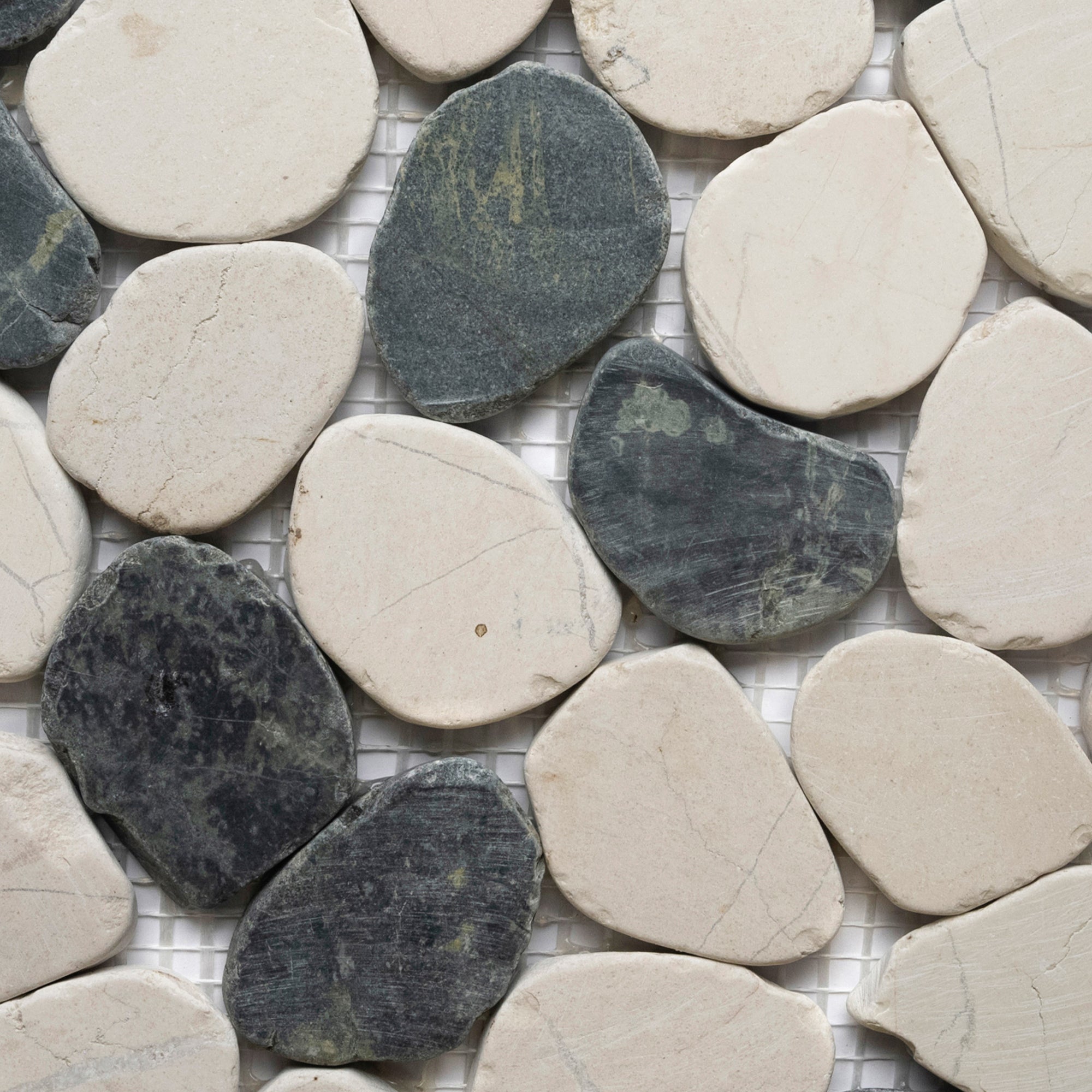 Sliced Black and White Pebble Tile - Pebble Tile Shop