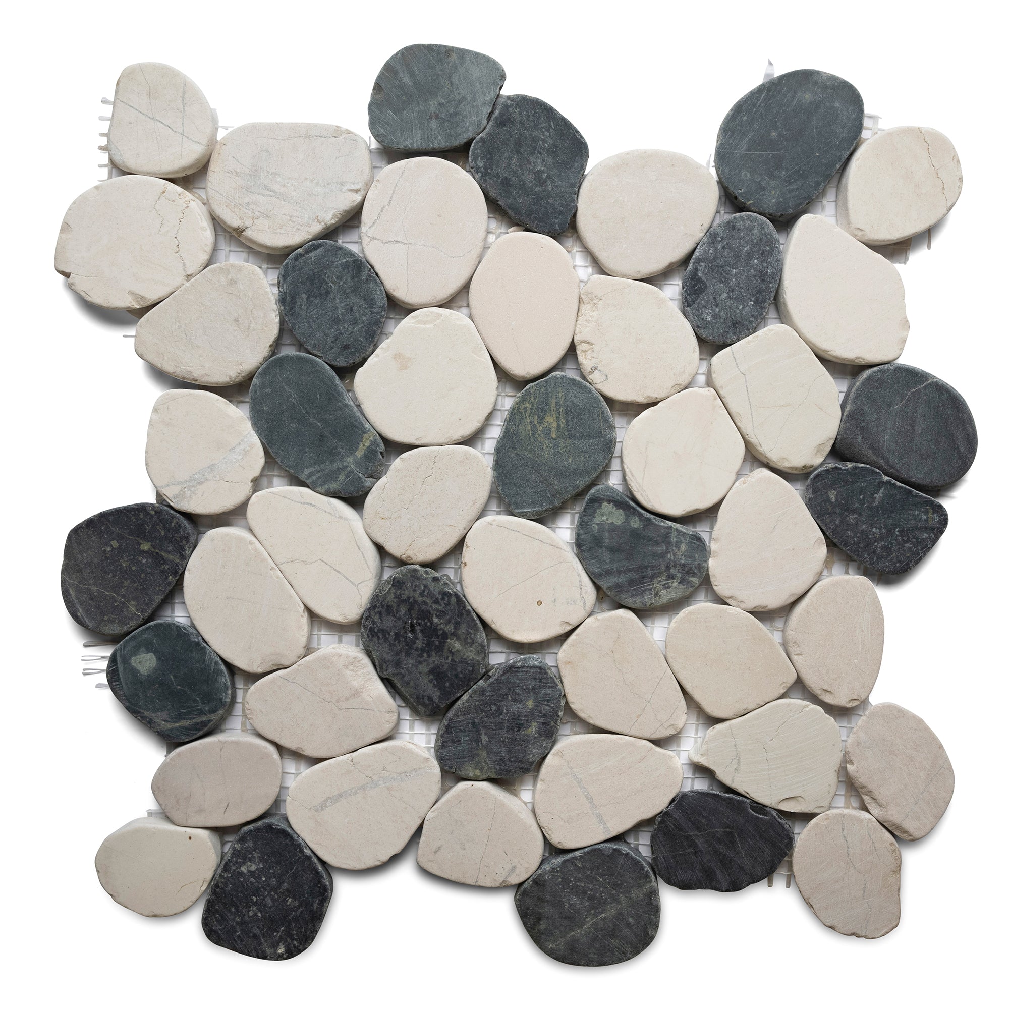 Sliced Black and White Pebble Tile - Pebble Tile Shop