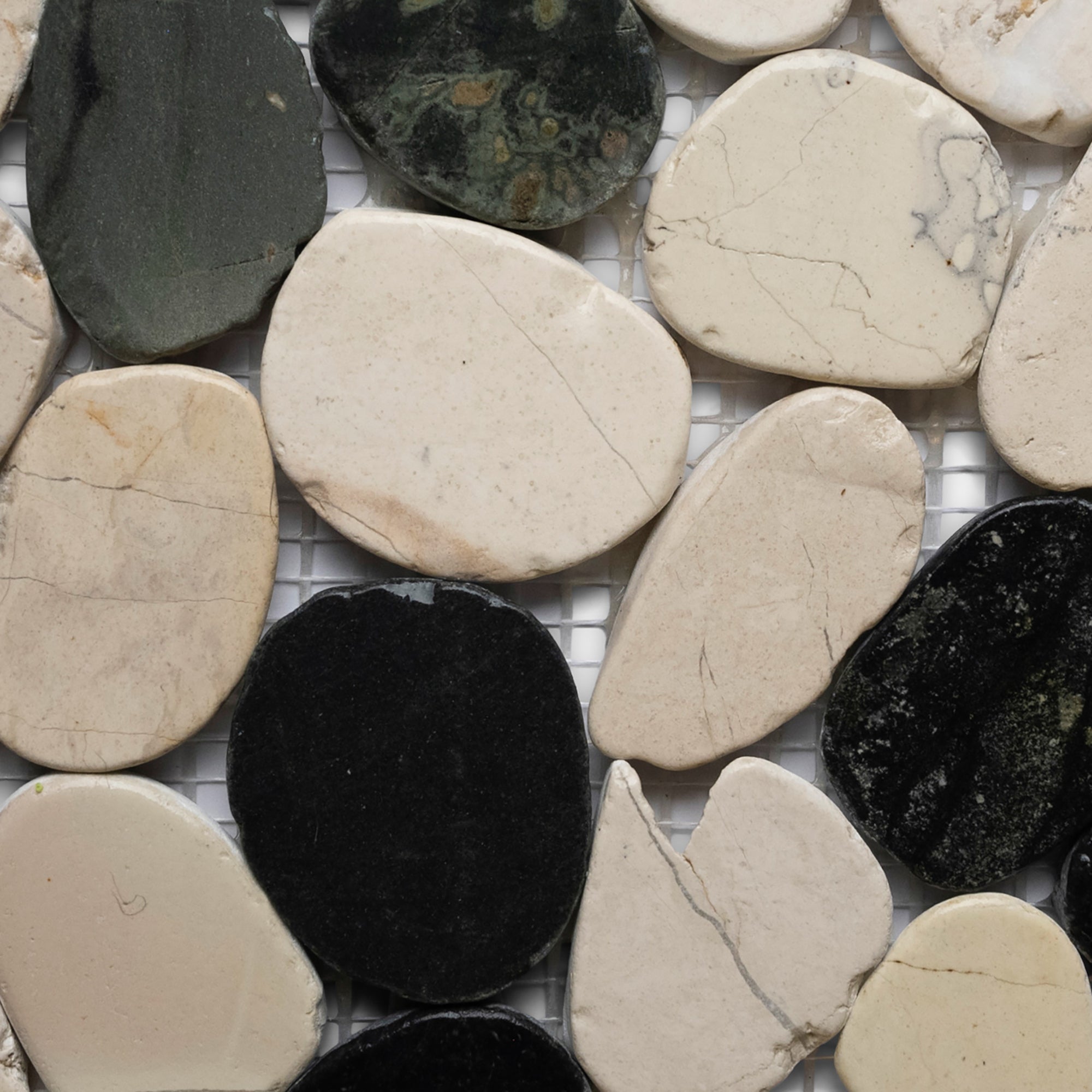 Sliced Black and White Pebble Tile - Pebble Tile Shop