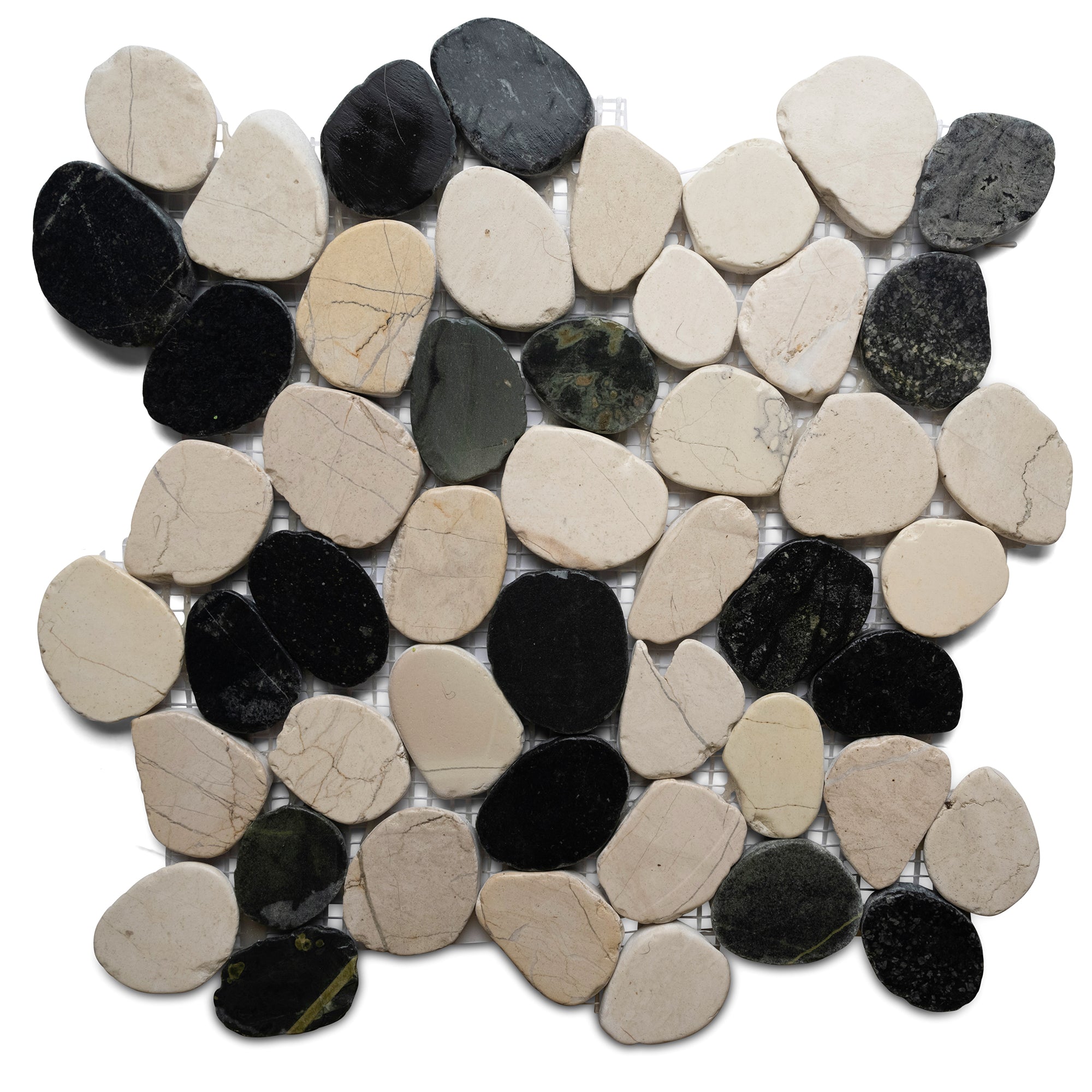 Sliced Black and White Pebble Tile - Pebble Tile Shop