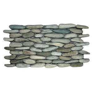 Sea Green Standing Pebble Tile - 6" x 12" Polished Natural Stone for Bathroom Kitchen Shower Walls Backsplashes and Home Décor - Pebble Tile Shop