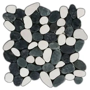 Sliced Black and White Pebble Tiles | Pebble Tile Shop