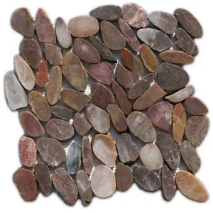 Sliced Red Pebble Tile - Pebble Tile Shop