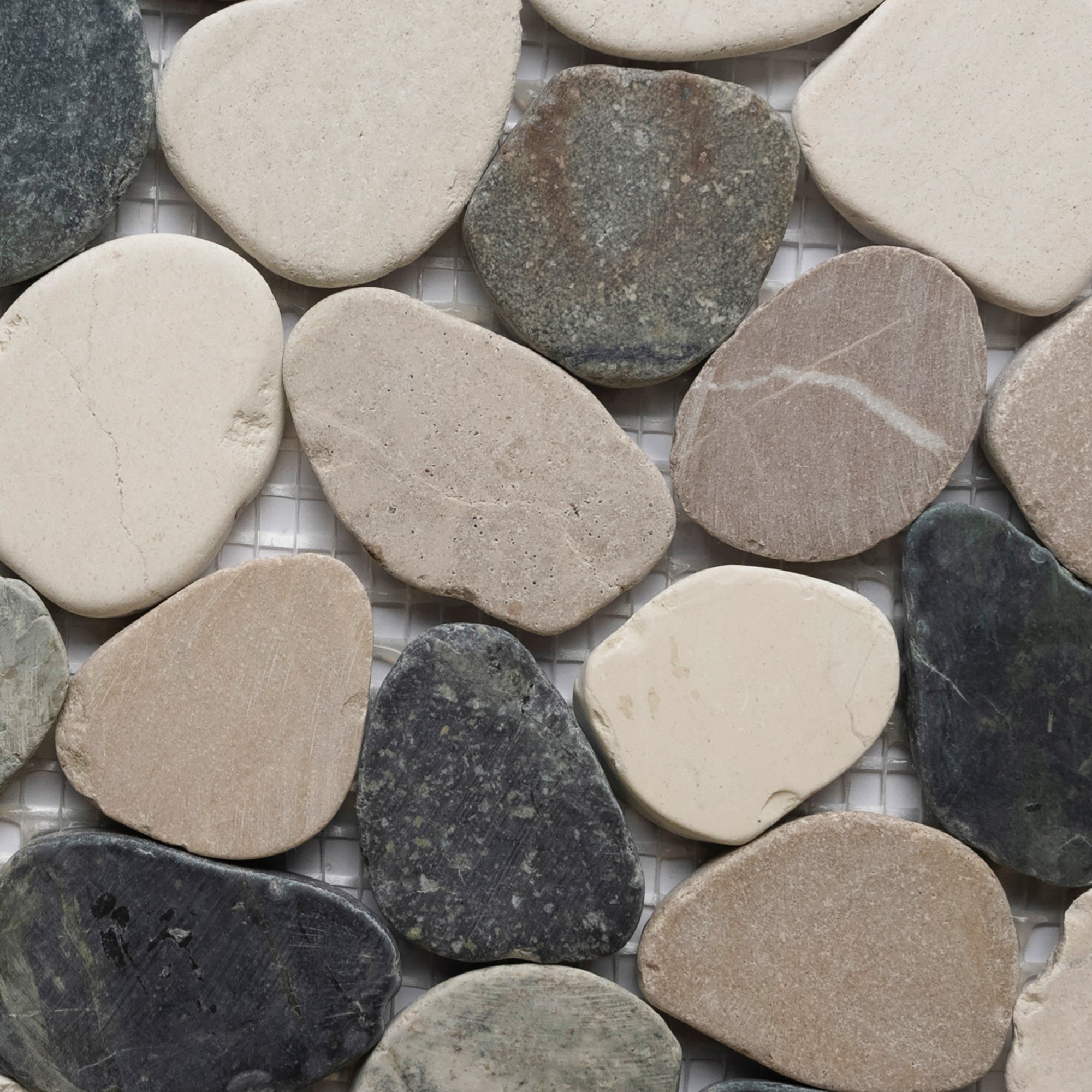 Sliced Mixed 4 Colours Pebble Tile - Pebble Tile Shop