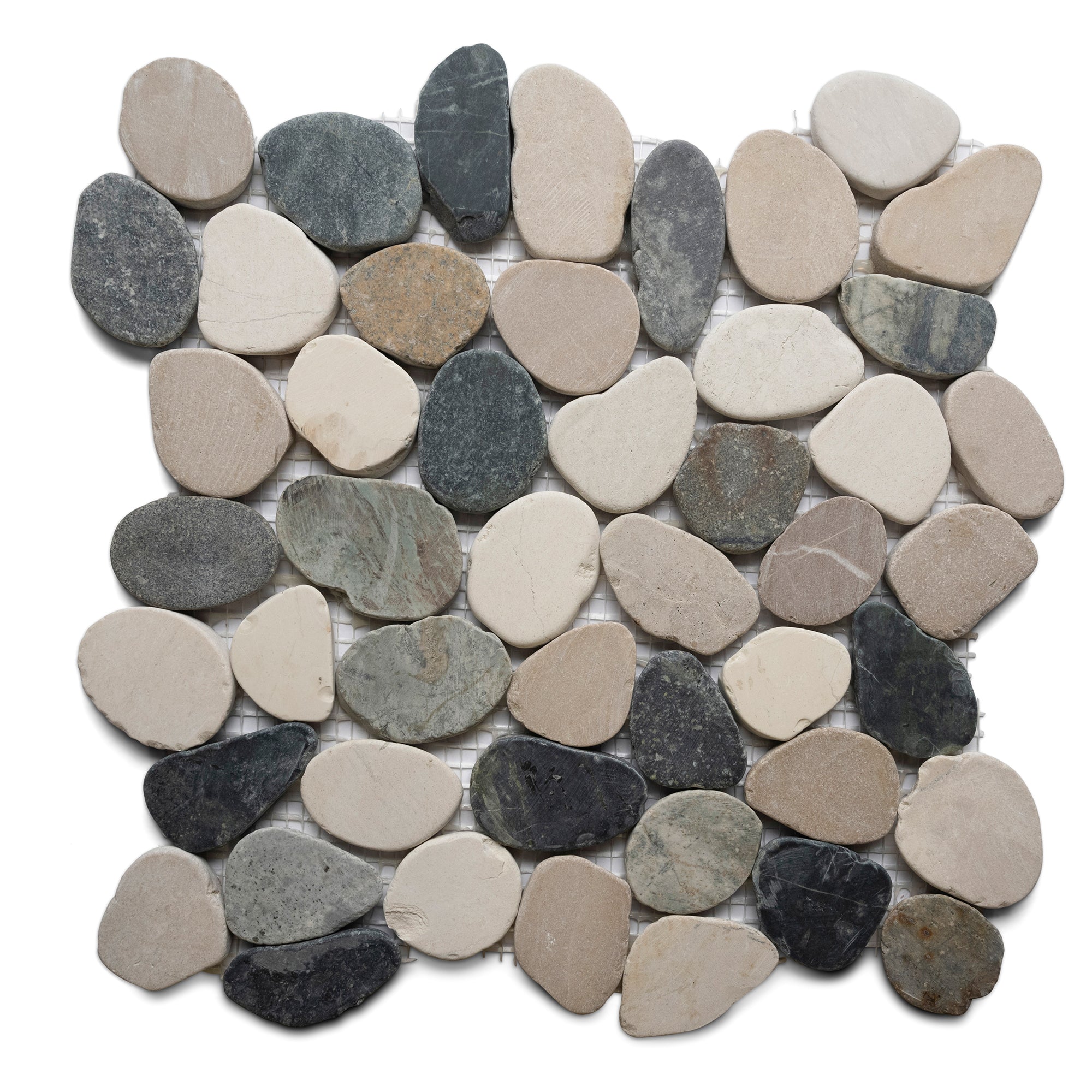 Sliced Mixed 4 Colours Pebble Tile - Pebble Tile Shop
