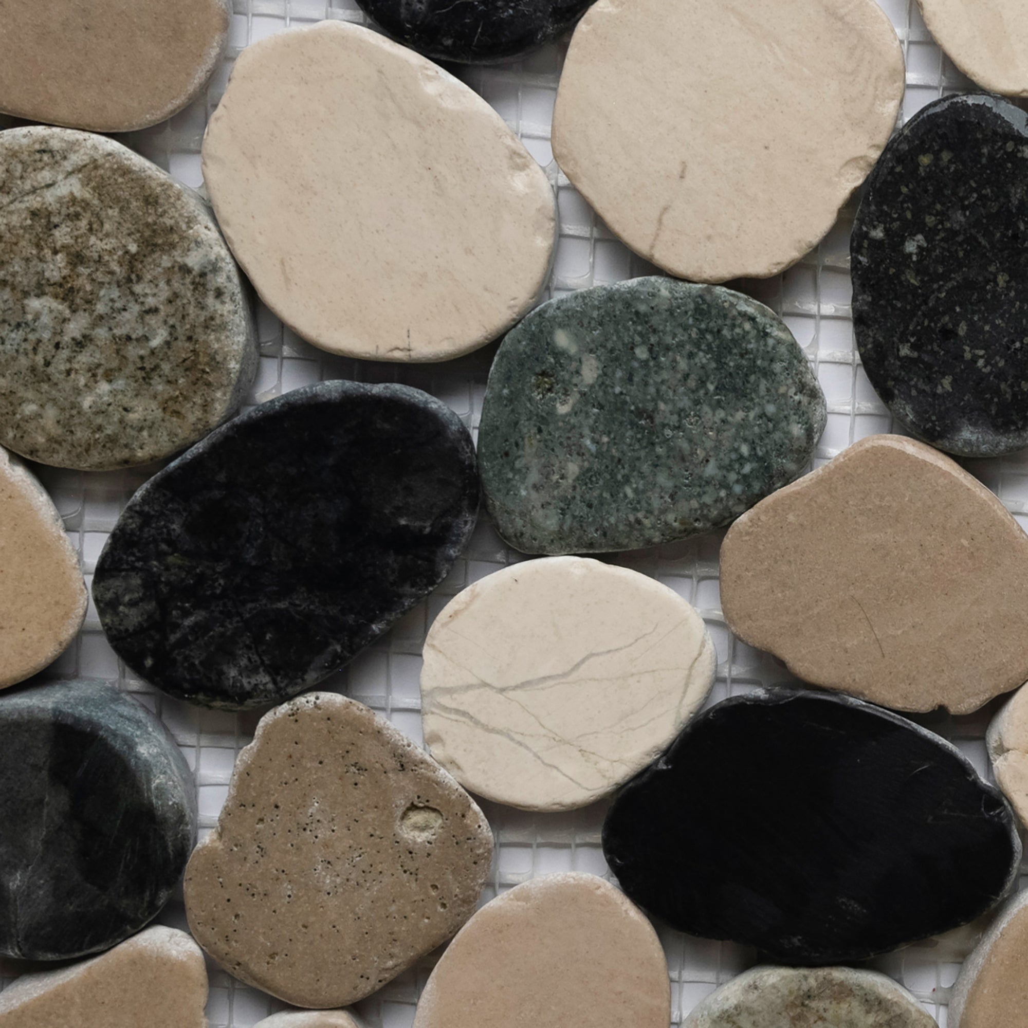 Sliced Mixed 4 Colours Pebble Tile - Pebble Tile Shop