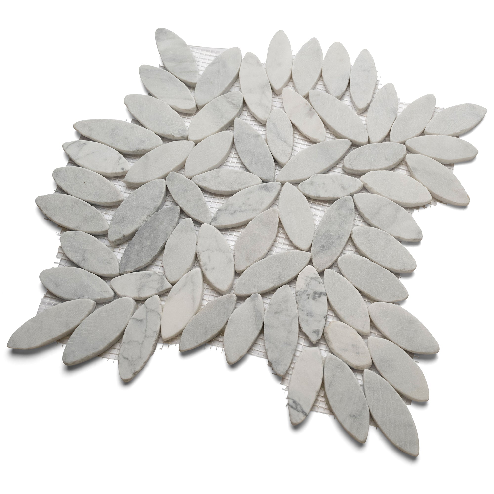 Flower Flat Sliced Super White Pebble Tile - Pebble Tile Shop