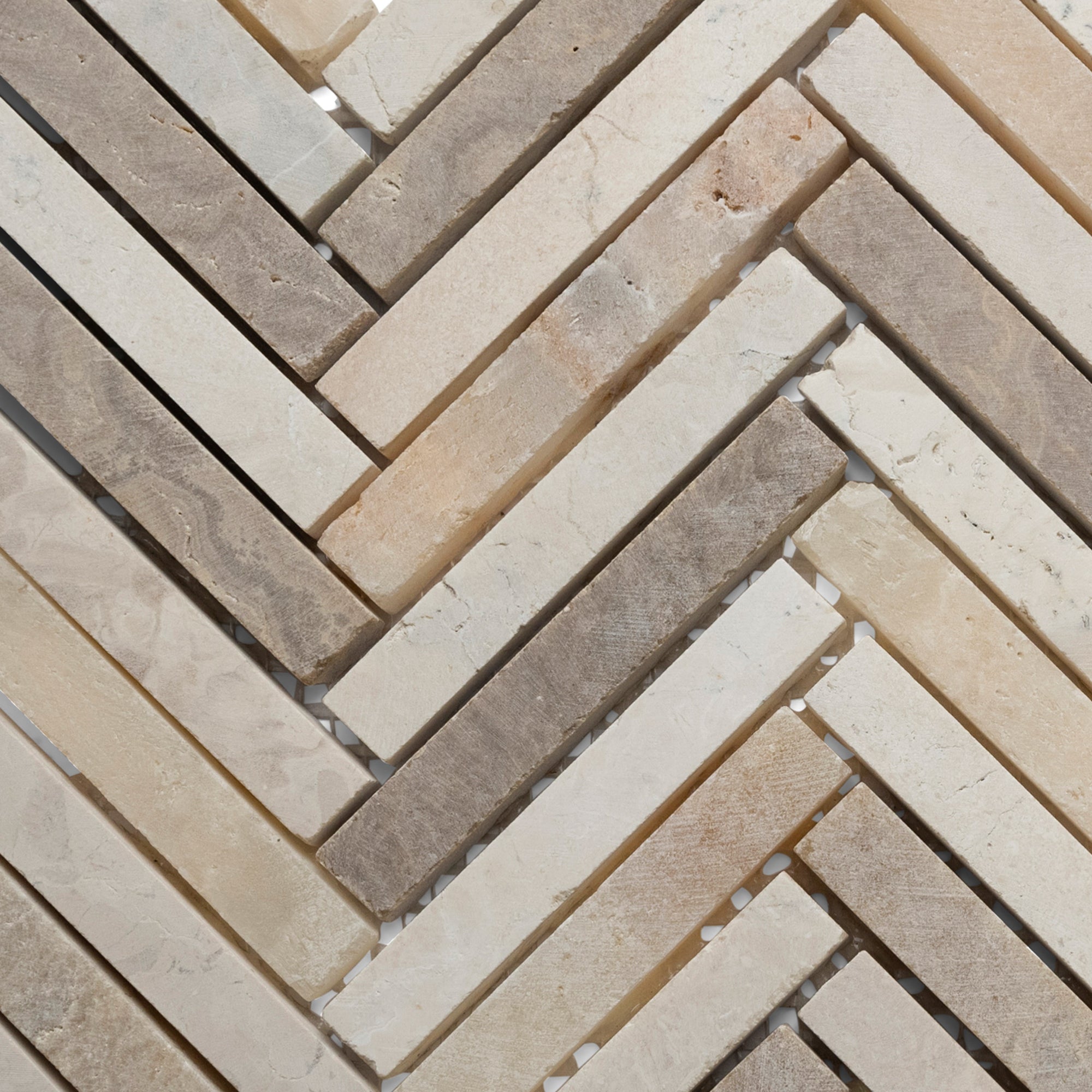 Mixed White And Onyx And Sunset Small Chevron Mosaic Tile - Pebble Tile Shop