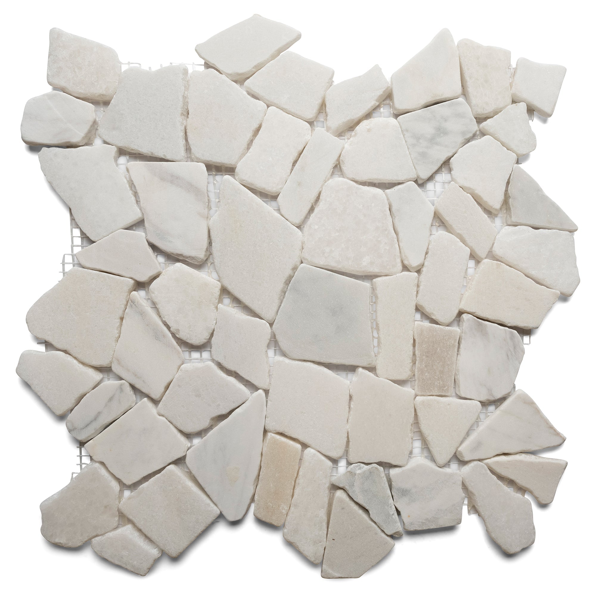 Milky White Pebble Stone Mosaic Tile - Pebble Tile Shop