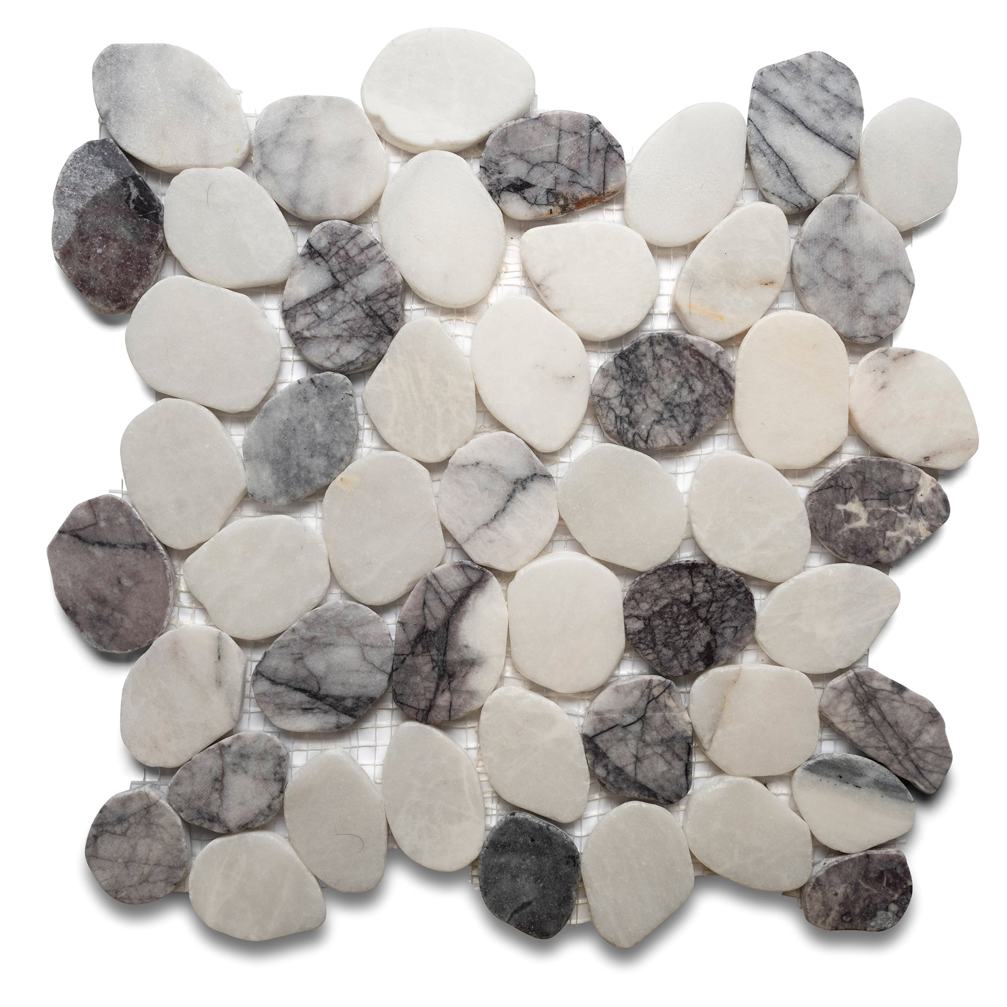 Milas Lilac Sliced Round Medium Pebble Tile - Pebble Tile Shop