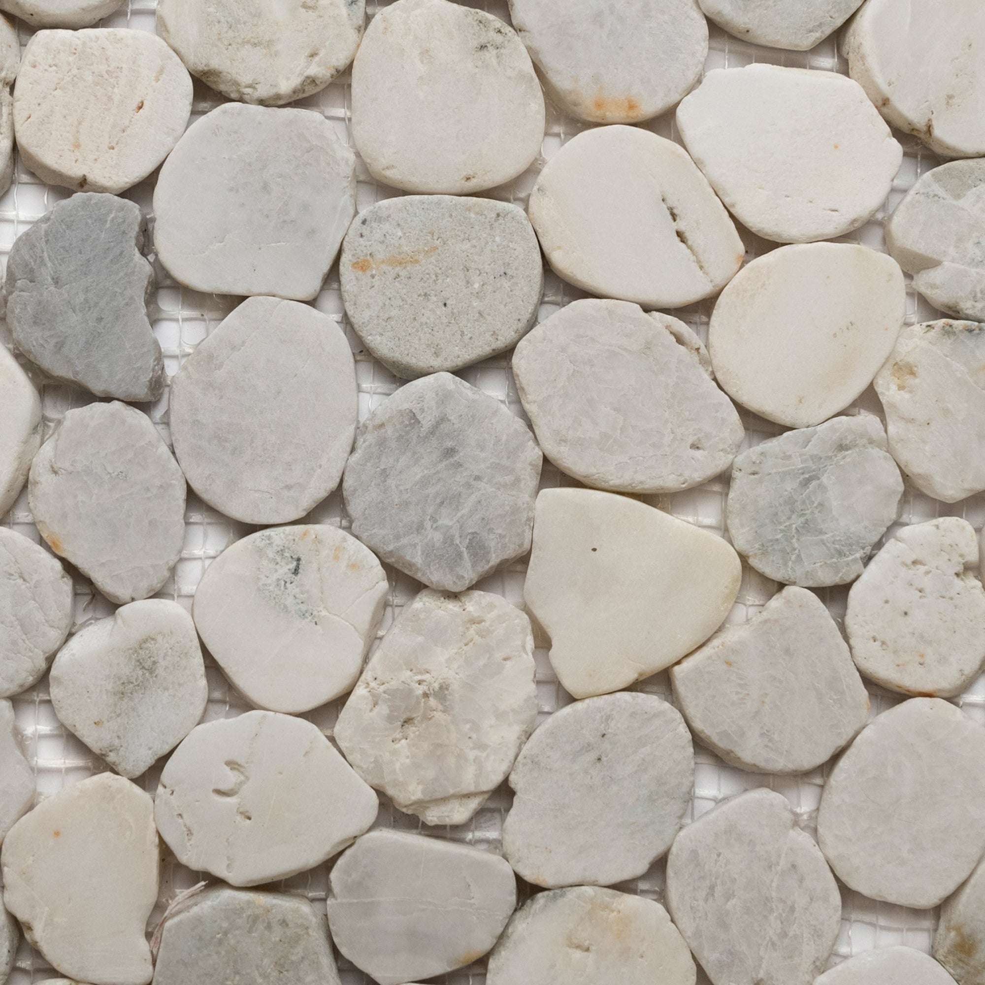 Glacier White Small Round Sliced Pebble Tile - Pebble Tile Shop