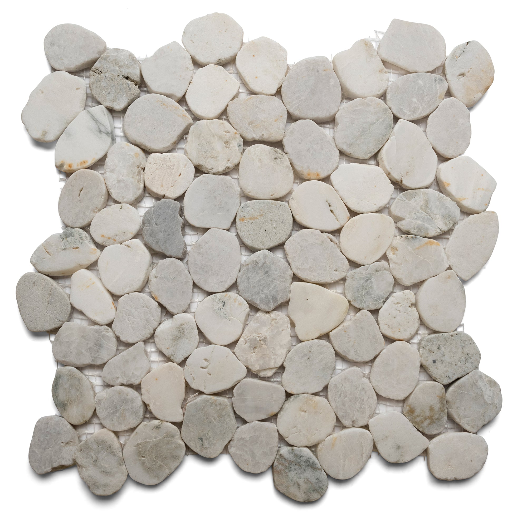 Glacier White Small Round Sliced Pebble Tile - Pebble Tile Shop