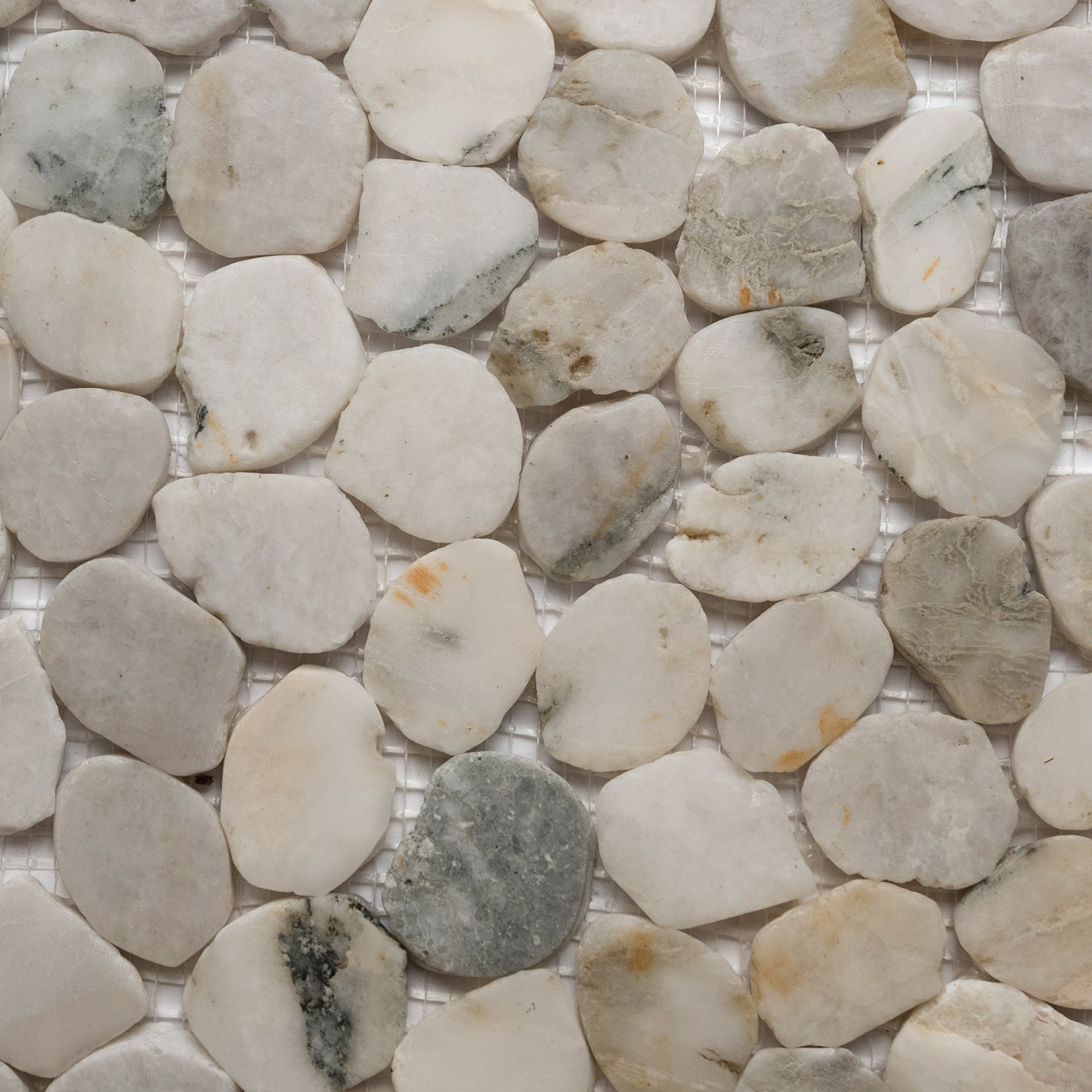Glacier White Small Round Sliced Pebble Tile - Pebble Tile Shop