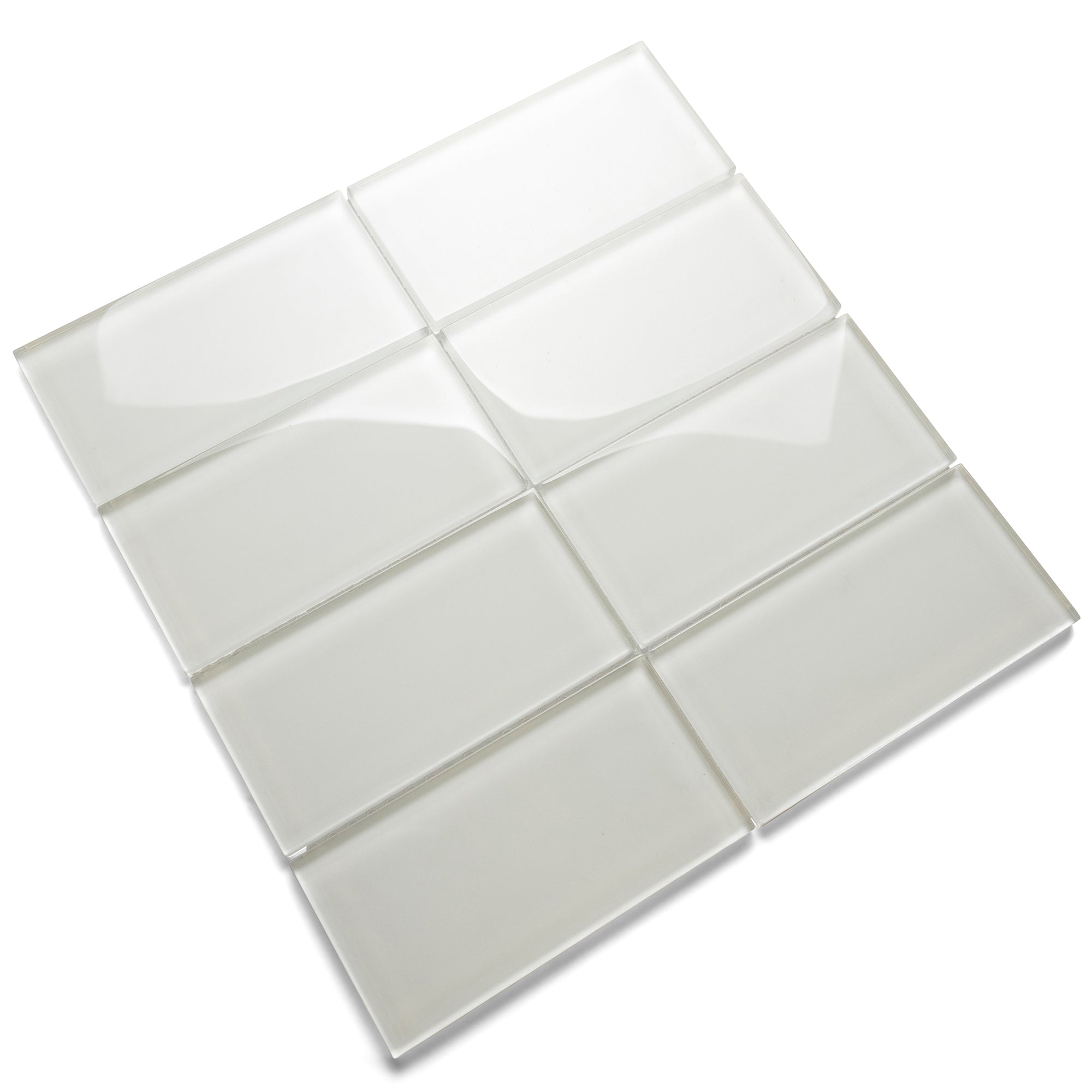 White Glass Subway Tile 3" x 6" Stain-Resistant 8mm Thick Durable Glass for Kitchen Backsplash, Bathroom Walls, Home Decor & More - Pebble Tile Shop