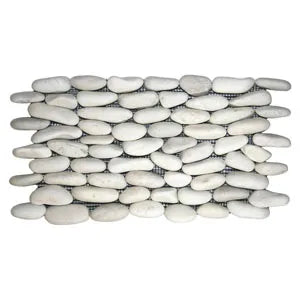 White Standing Pebble Tile - 6" x 12" Natural Stone for Shower Walls Backsplashes Accent Walls - Pebble Tile Shop