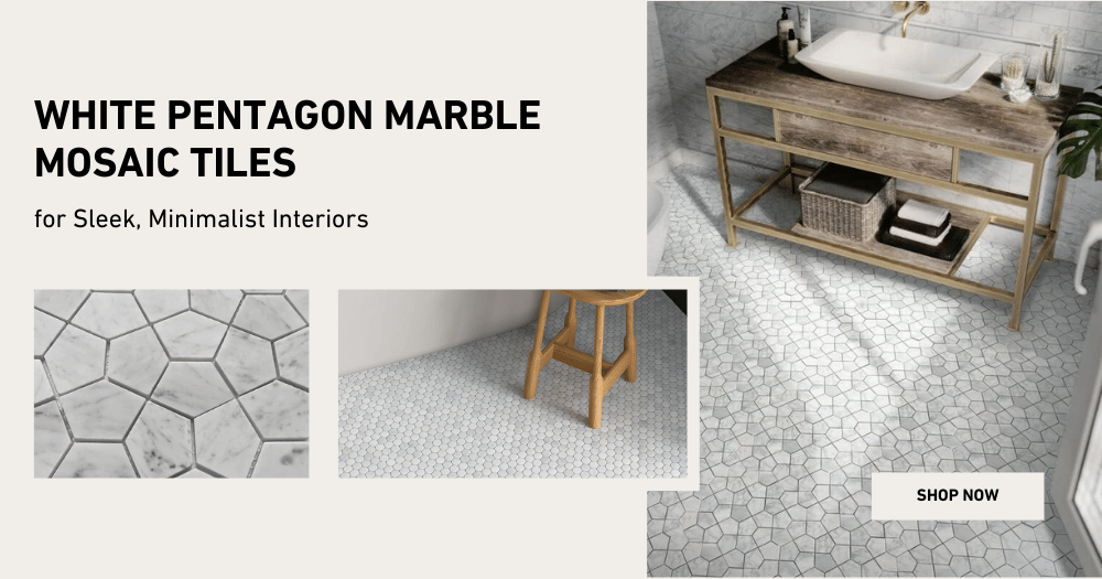 Trending Now: White Pentagon Marble Mosaic Tiles for Sleek, Minimalist Interiors