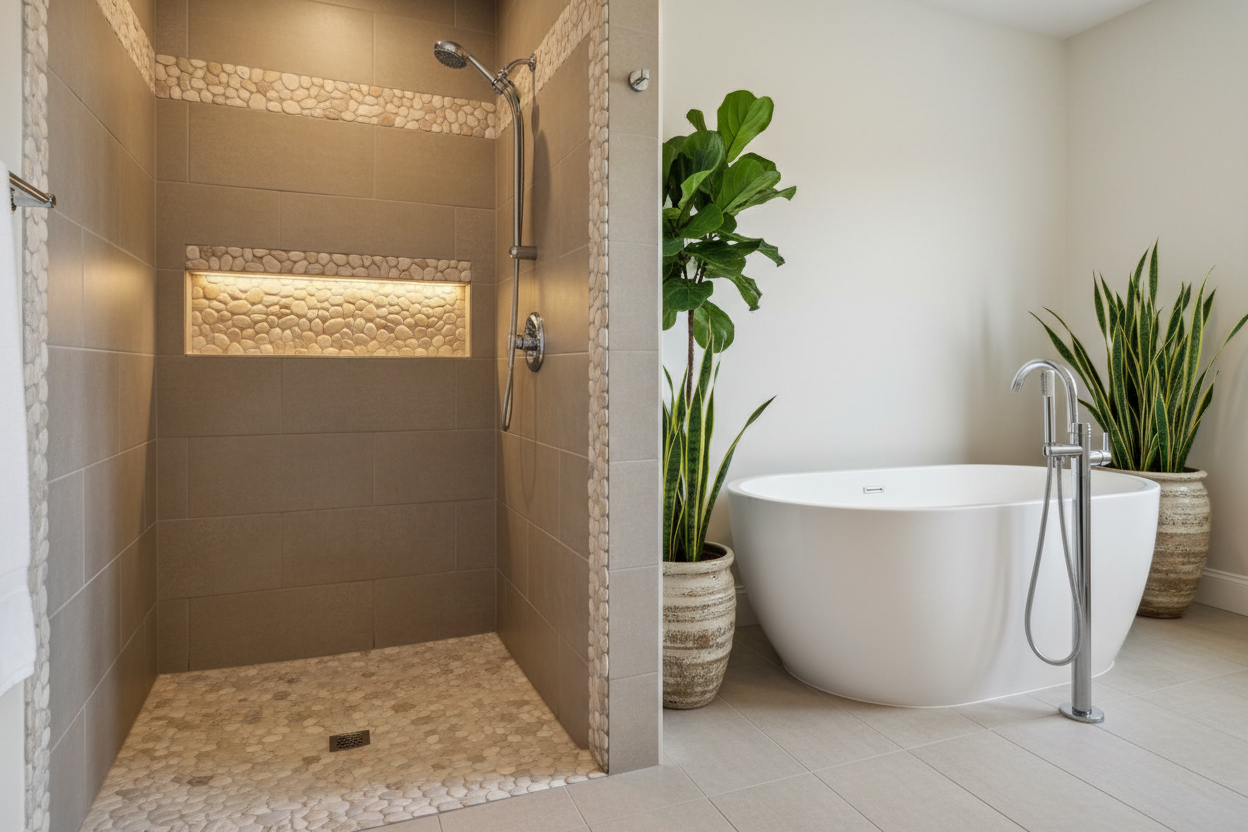 How to Use Pebble Tile Borders to Elevate Bathrooms & Showers