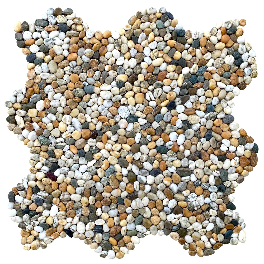 Yellow Gold Mixed Mini Pebble Tiles | Pebble Tile Shop