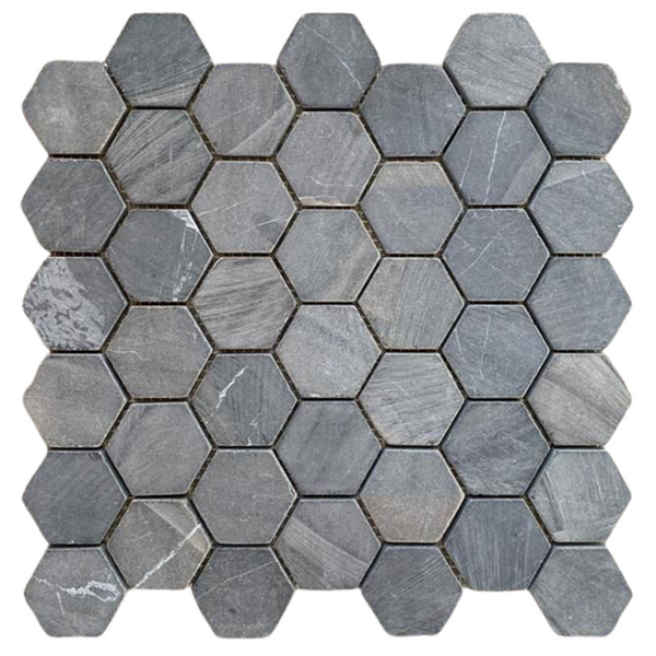 Dark Grey Hexagon 2x2 Marble Mosaic Tile