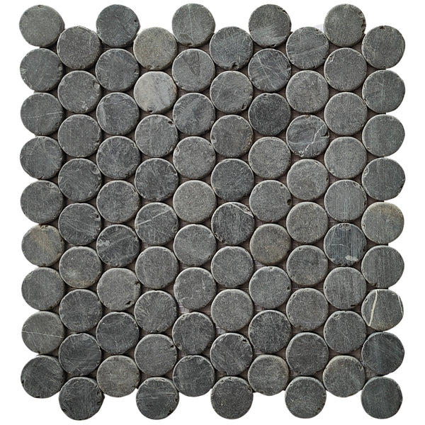 Dark Grey Penny Round Marble Mosaic Tile