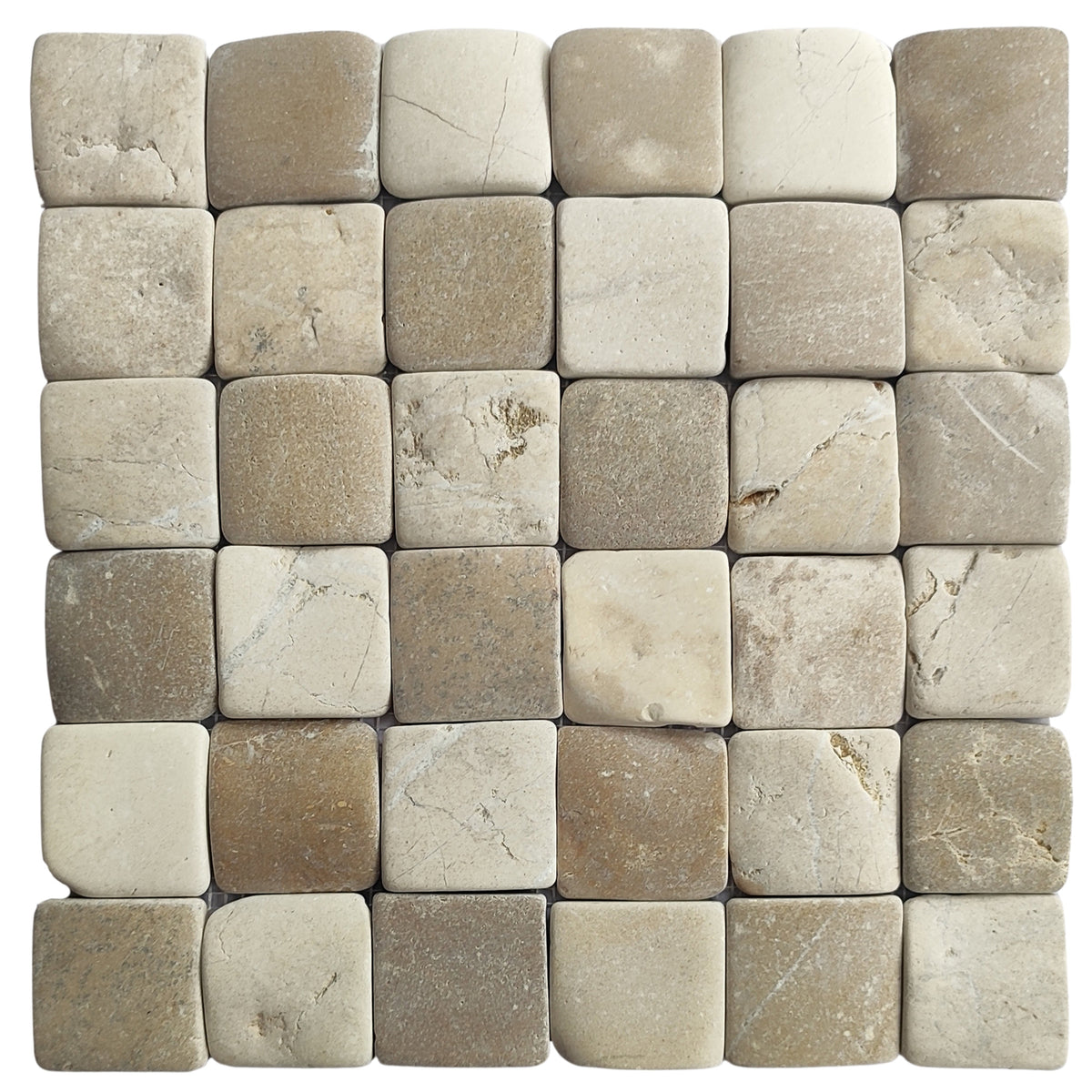 Java Coins Tile Mix White and Java Tan Pebble Square Mosaic Tiles 2x2 | Pebble Square ...