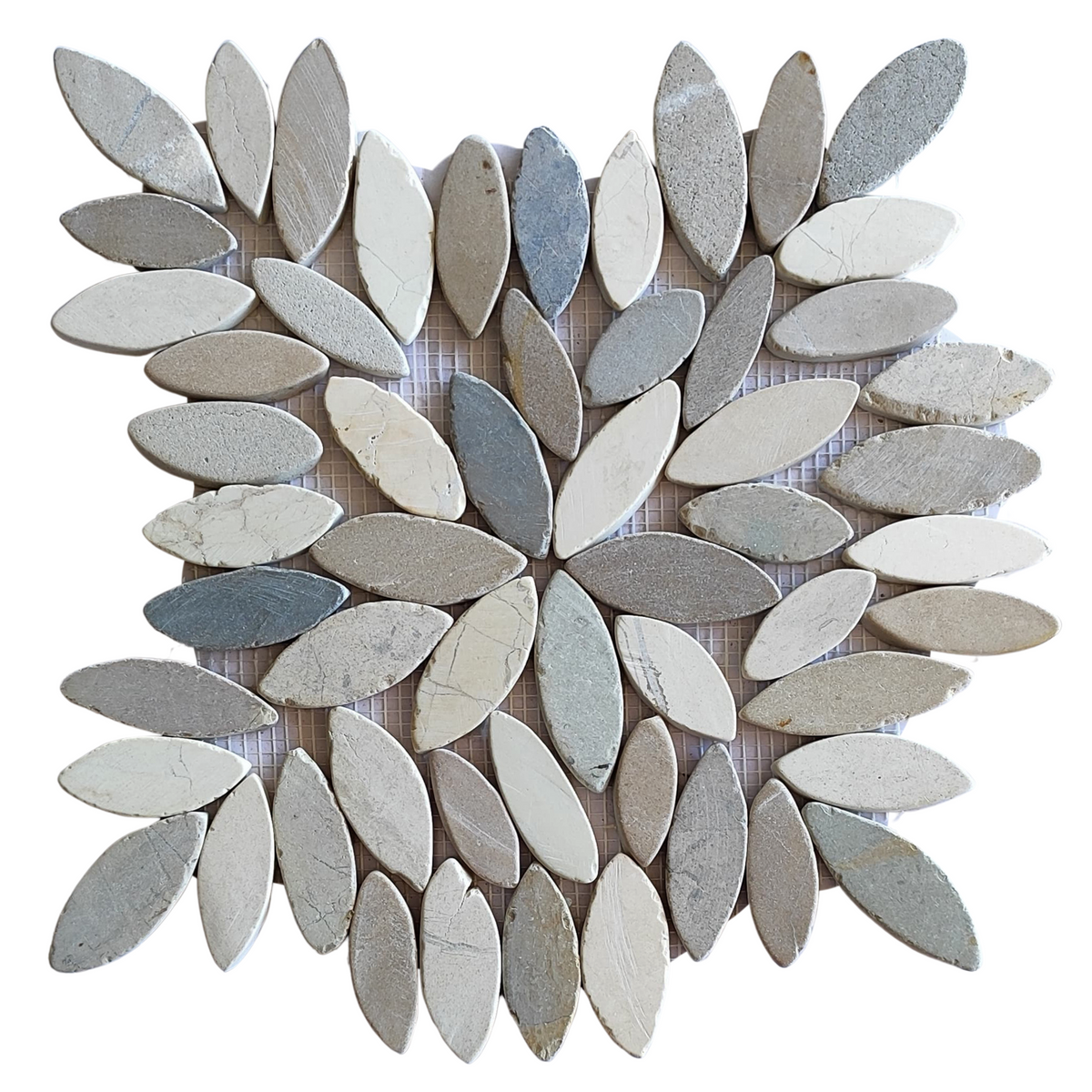 Mix White, Java Tan and Bali Cloud Flower Pebble Stone Mosaic Tiles ...