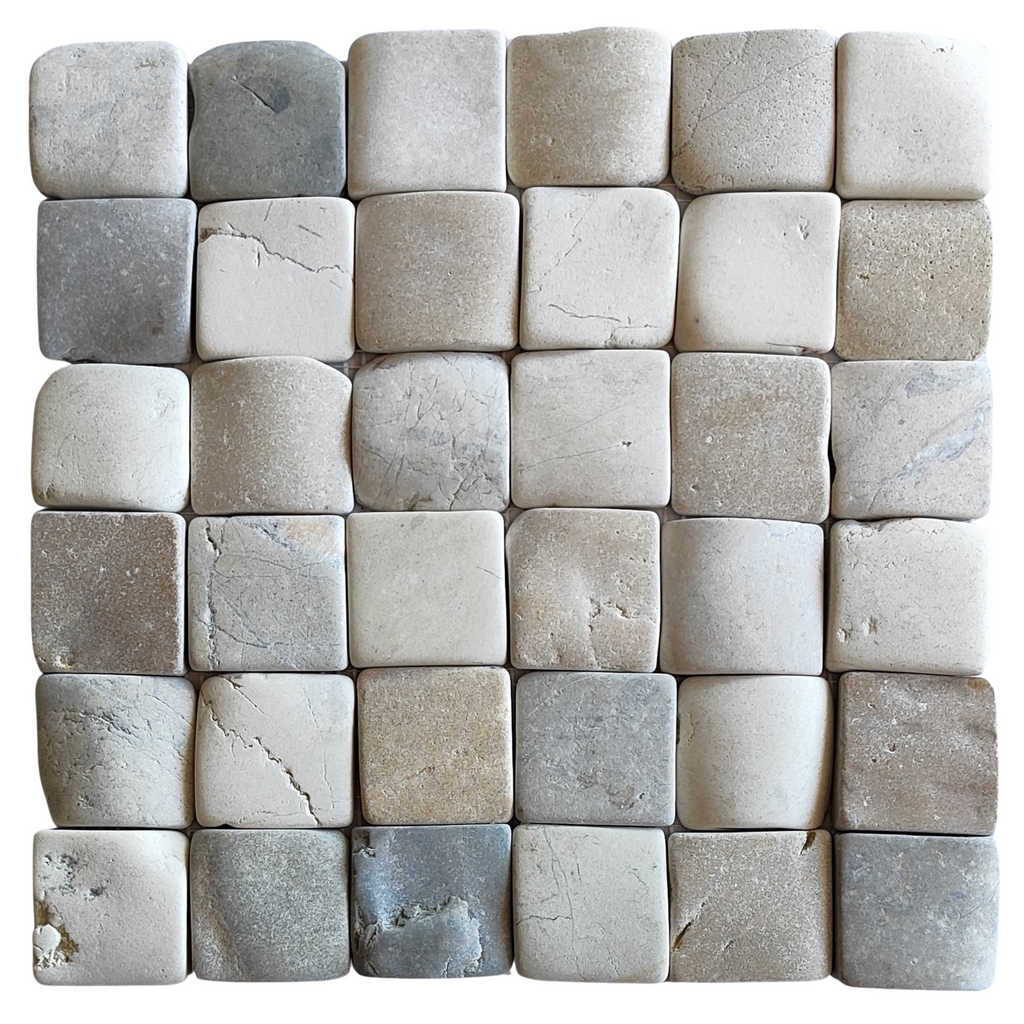 Mosaic Java Lago Mix White, Java Tan and Bali Cloud Pebble Square Mosaic Tile (2x2 ...