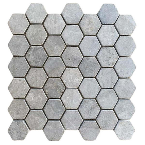 Stone Grey Hexagon 2x2 Marble Mosaic Tile