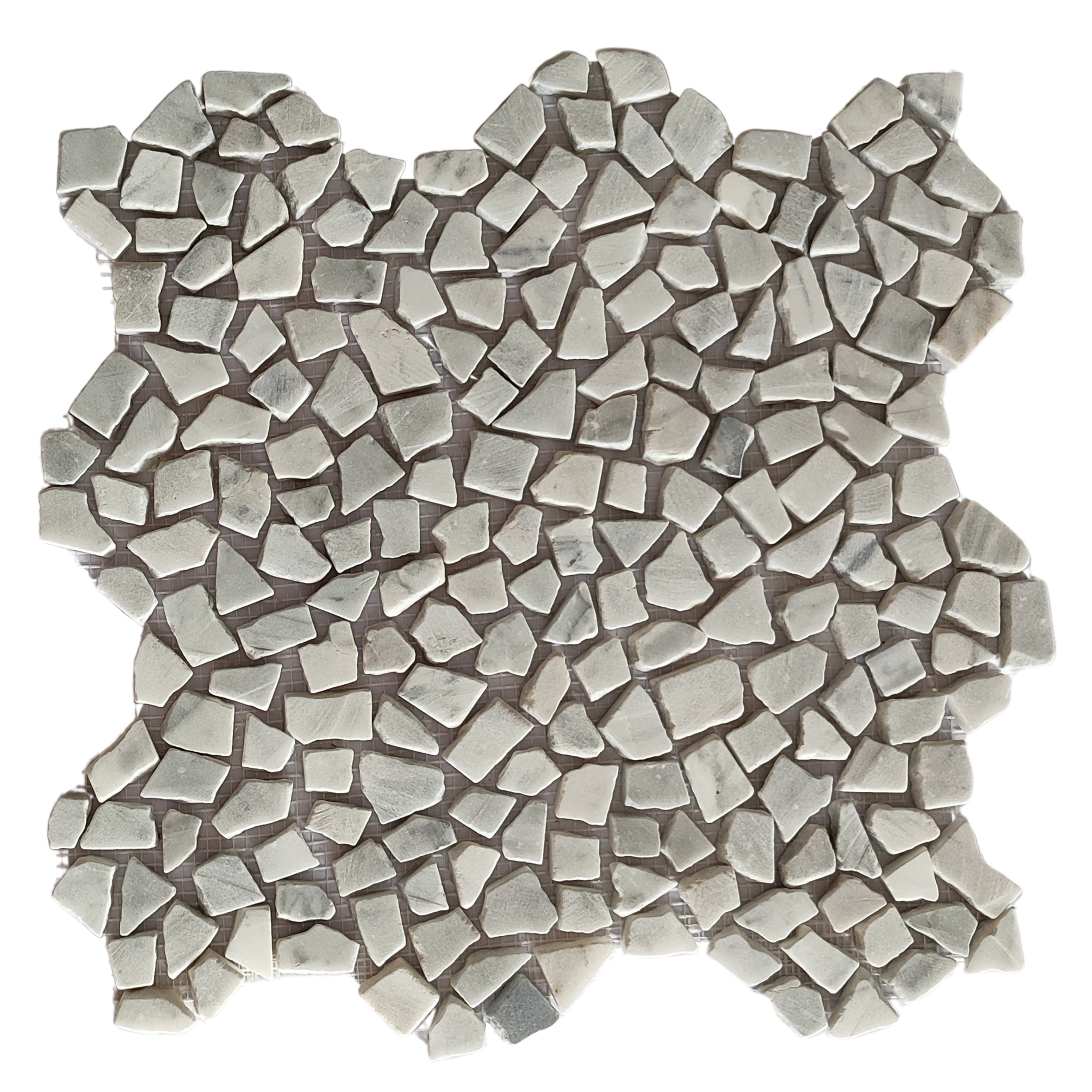 White Carrara Mini Tumbled Marble Mosaic Tile | Pebble Tile Shop