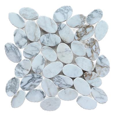 Calacatta XL Sliced Marble Mosaic Tile - Pebble Tile Shop