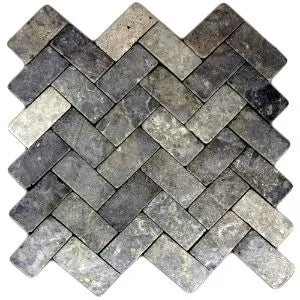 Light Grey Herringbone Stone Mosaic Tile
