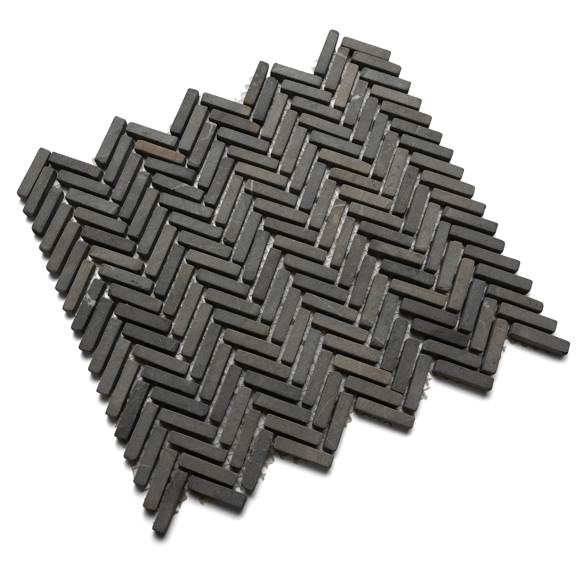 Black Chevron Stone Mosaic Tile | Pebble Tile Shop