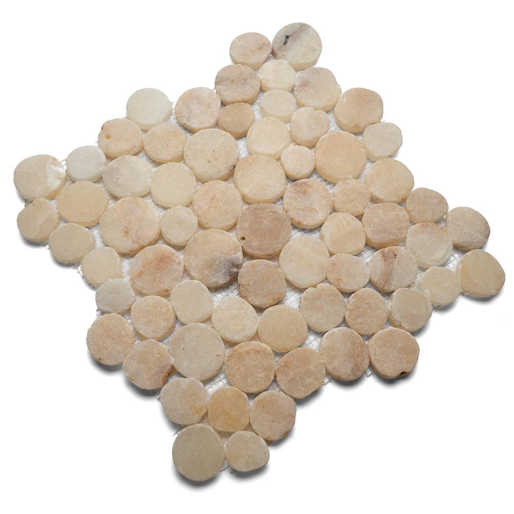 Glazed Mixed Quartz Moon Mosaic Tile | Pebble Tile Shop