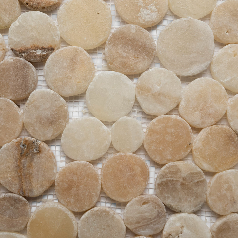 Glazed Mixed Quartz Moon Mosaic Tile | Pebble Tile Shop