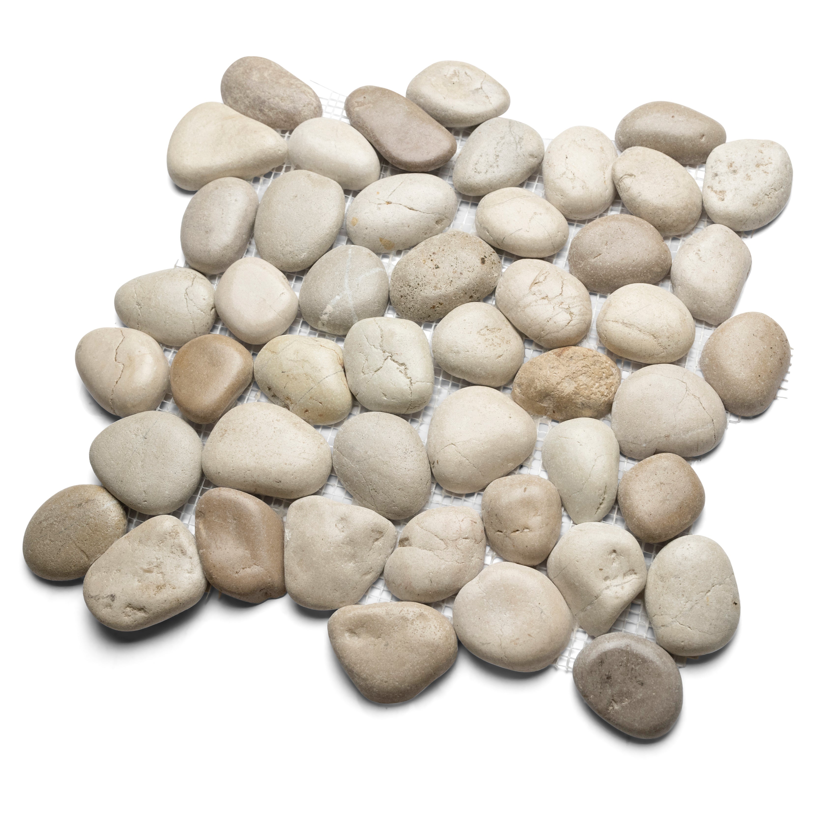 Glazed Java Tan and White Pebble Tile - Pebble Tile Shop